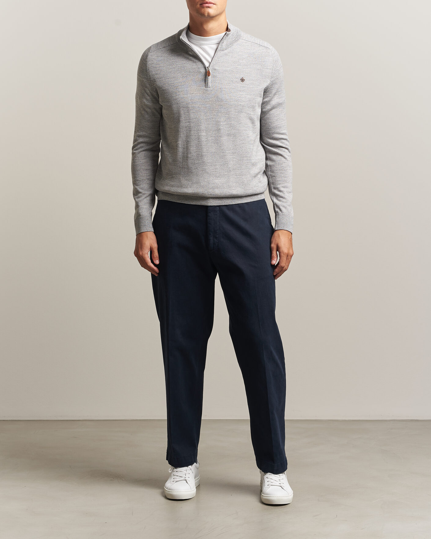 Homme | Pulls Et Tricots | Morris | John Merino Half Zip Mid Grey