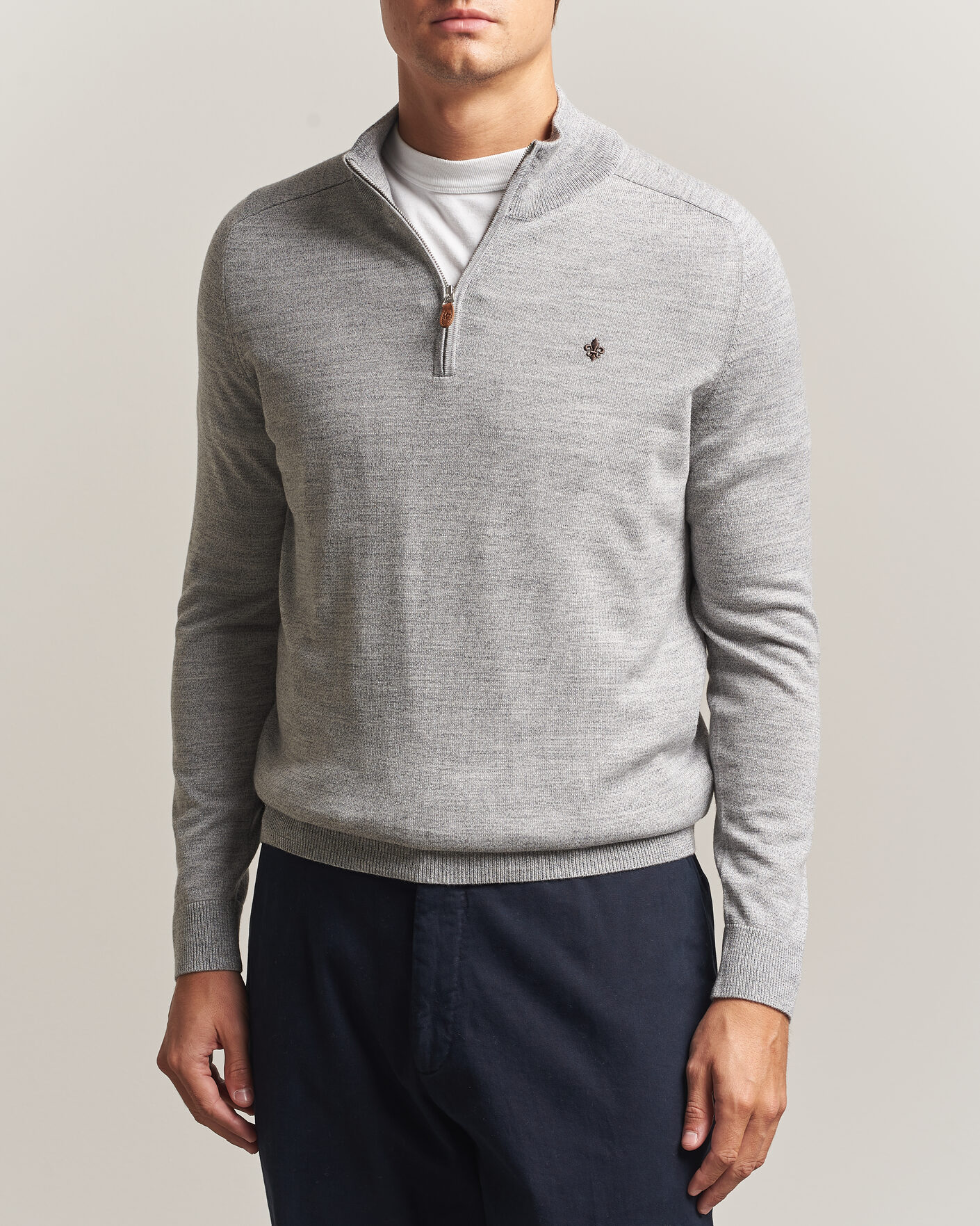 Homme | Pulls Et Tricots | Morris | John Merino Half Zip Mid Grey