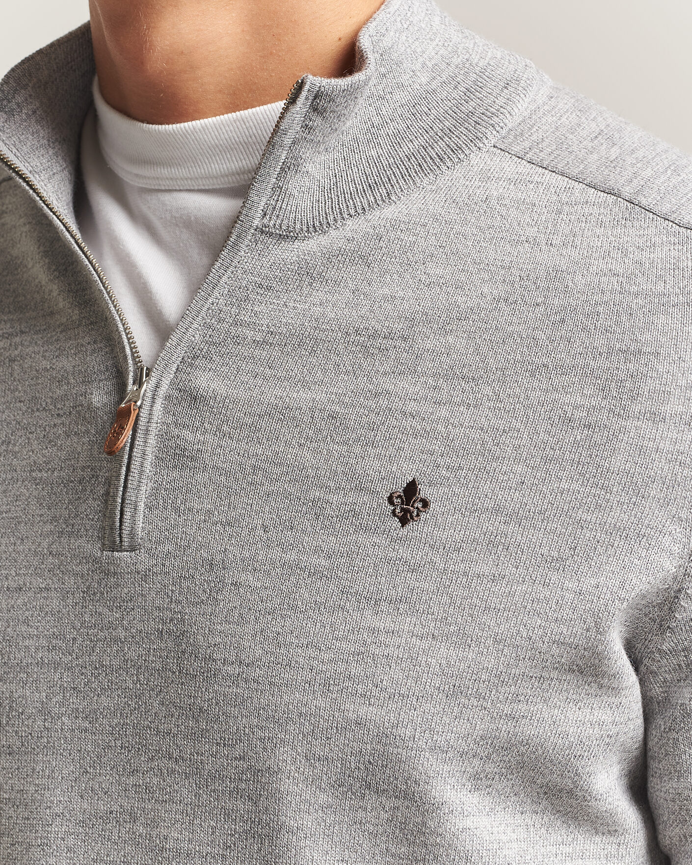 Homme | Pulls Et Tricots | Morris | John Merino Half Zip Mid Grey