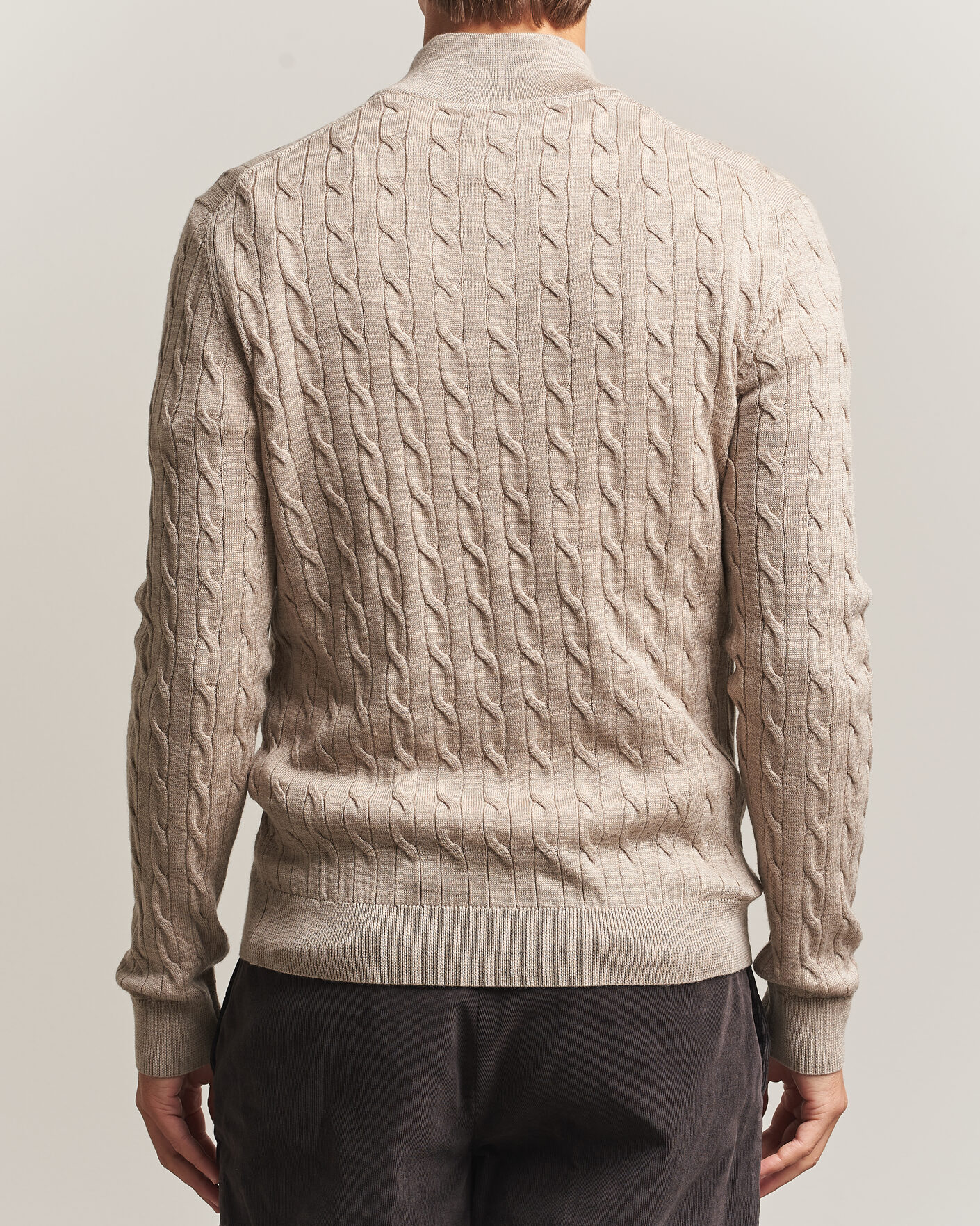 Homme | Pulls Et Tricots | Morris | Merino Cable Half Zip Khaki