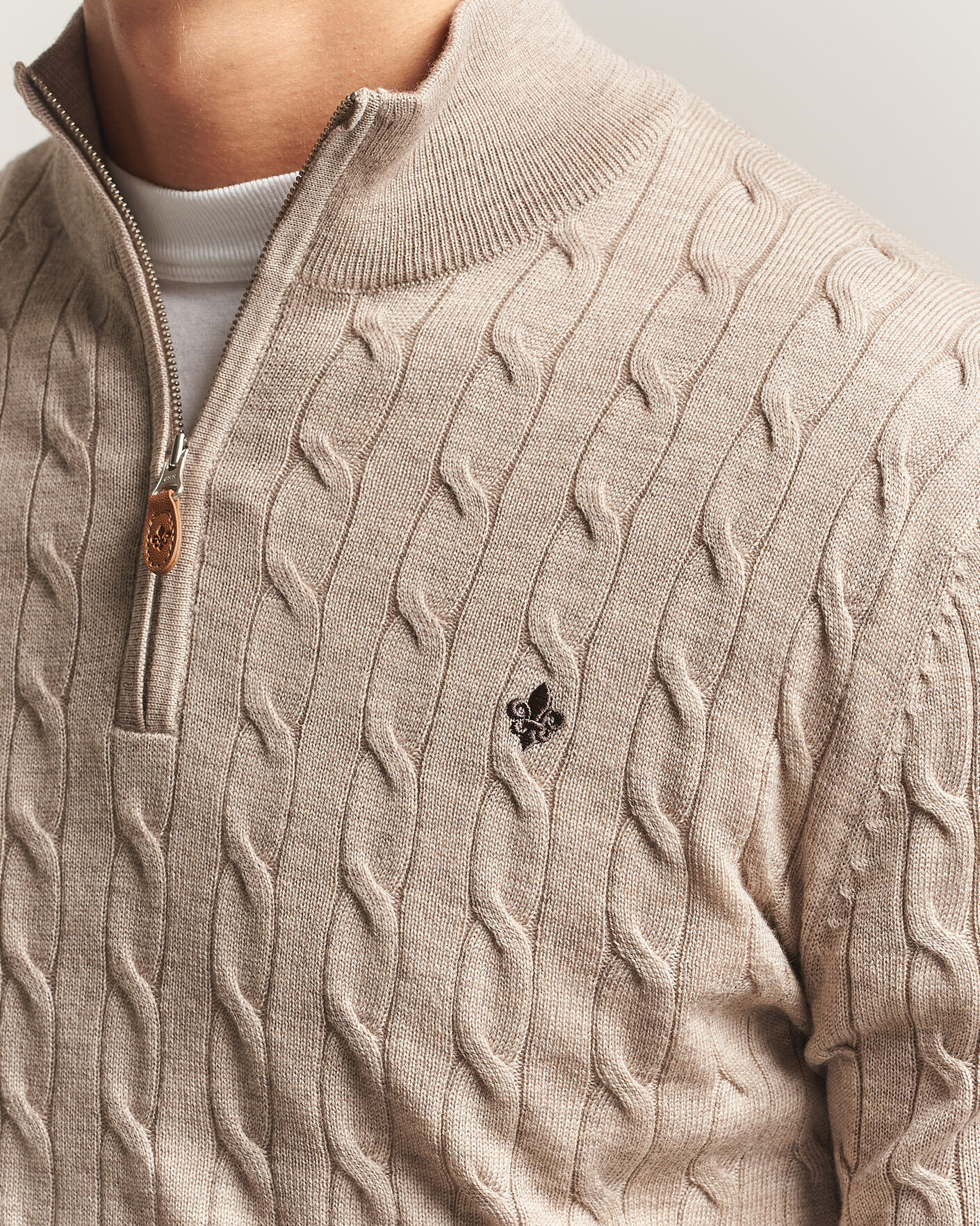 Homme | Pulls Et Tricots | Morris | Merino Cable Half Zip Khaki