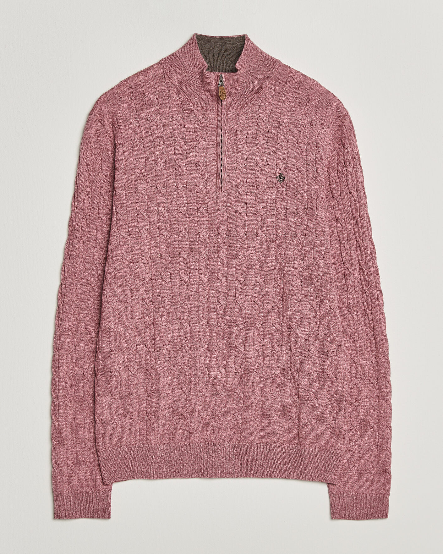 Homme | Pulls Et Tricots | Morris | Merino Cable Half Zip Cerise