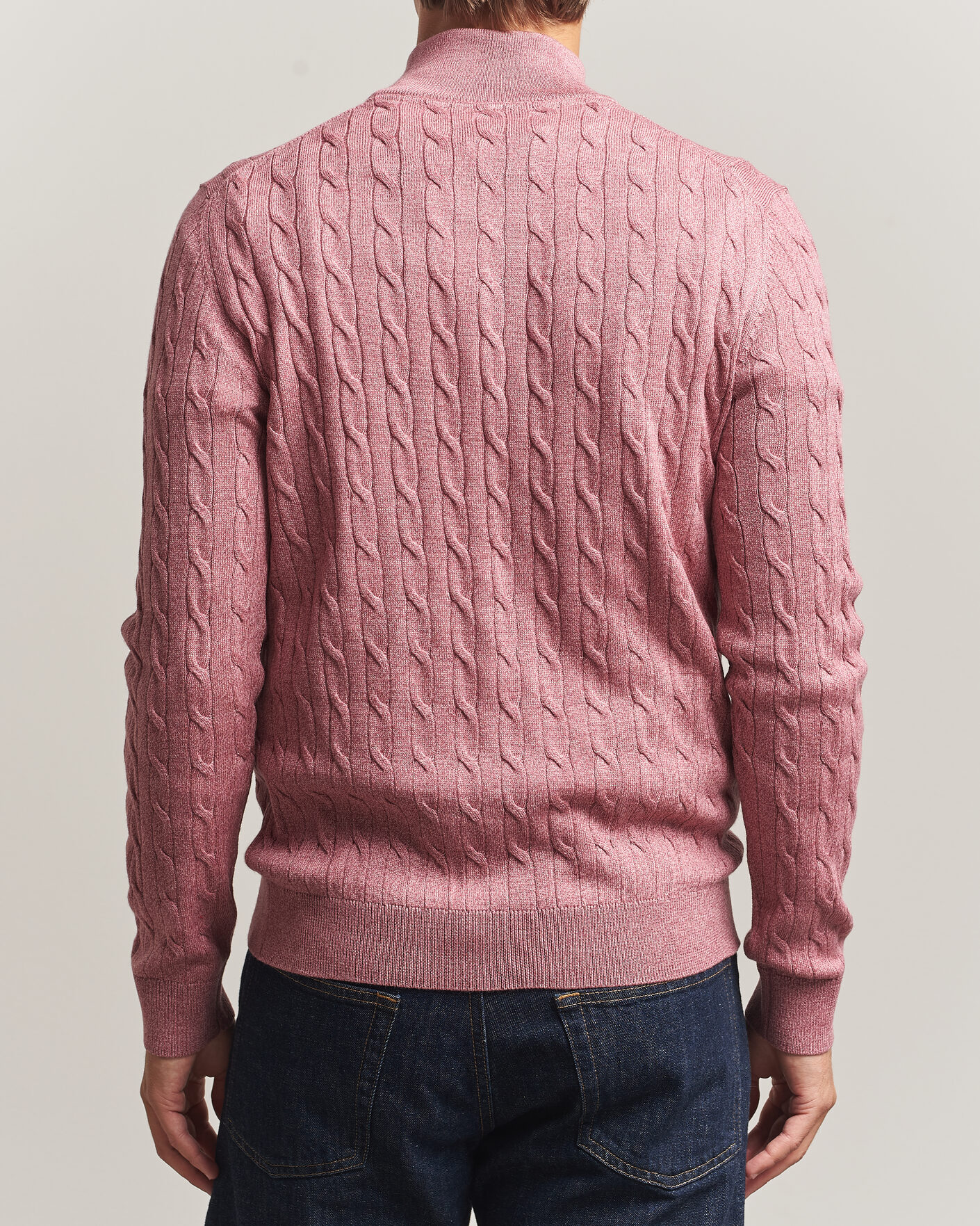 Homme | Pulls Et Tricots | Morris | Merino Cable Half Zip Cerise