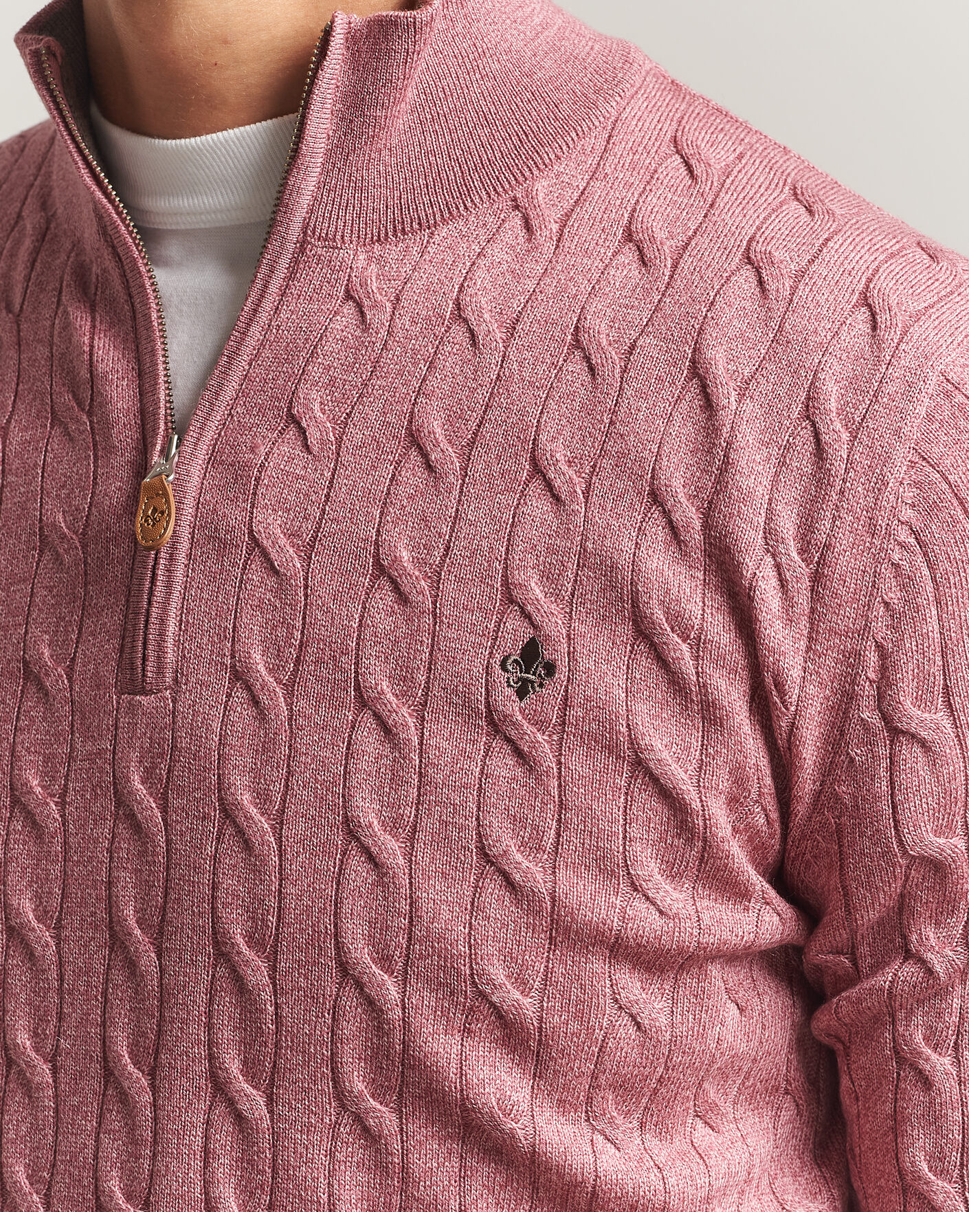 Homme | Pulls Et Tricots | Morris | Merino Cable Half Zip Cerise