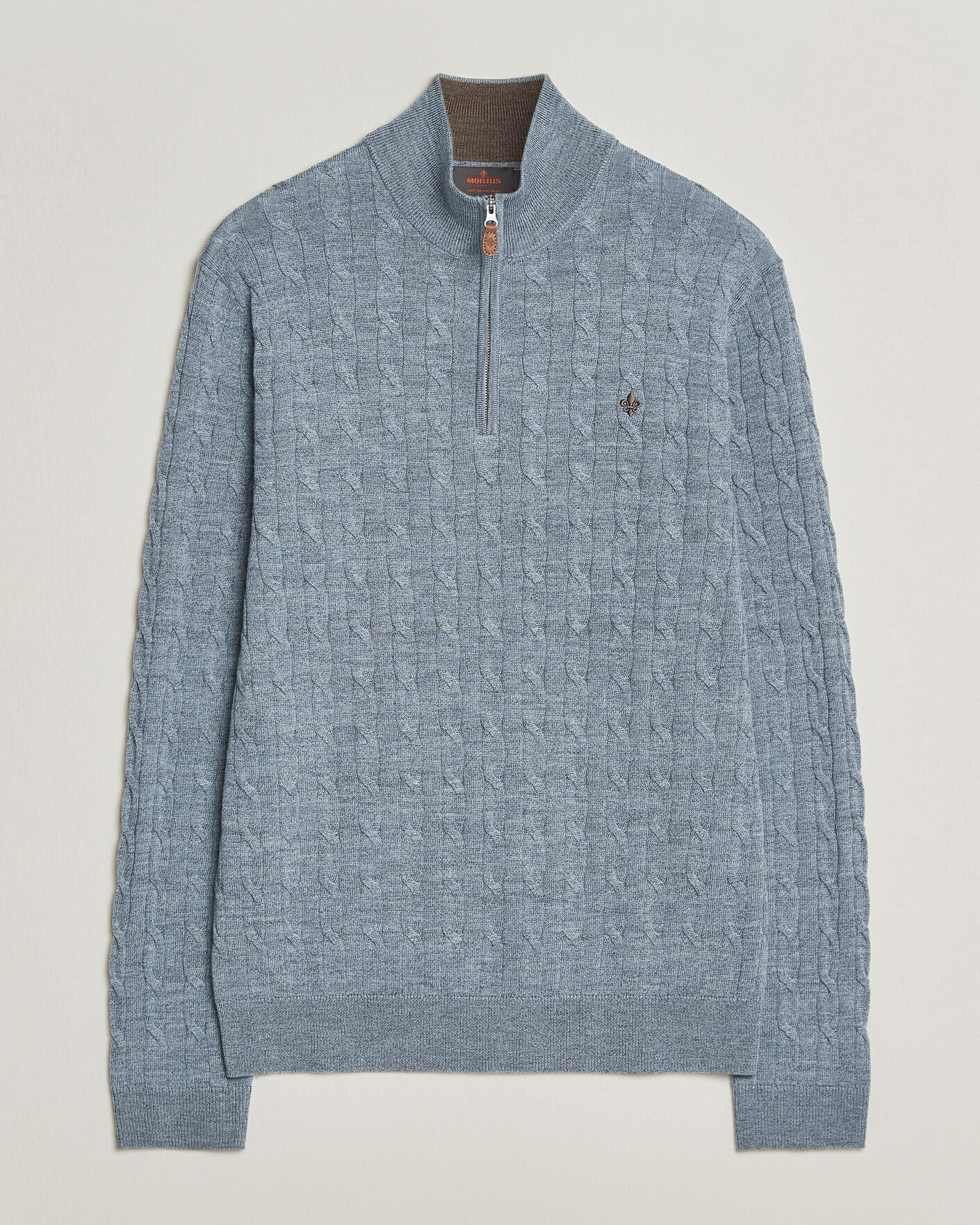 Homme | Pulls Et Tricots | Morris | Merino Cable Half Zip Light Blue