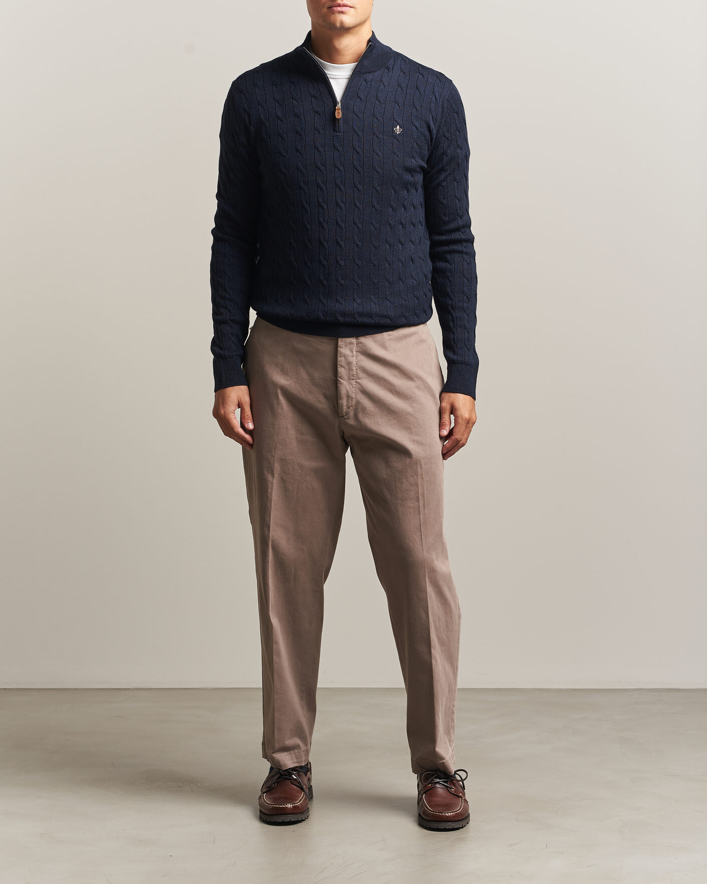 Homme | Pulls Et Tricots | Morris | Merino Cable Half Zip Navy
