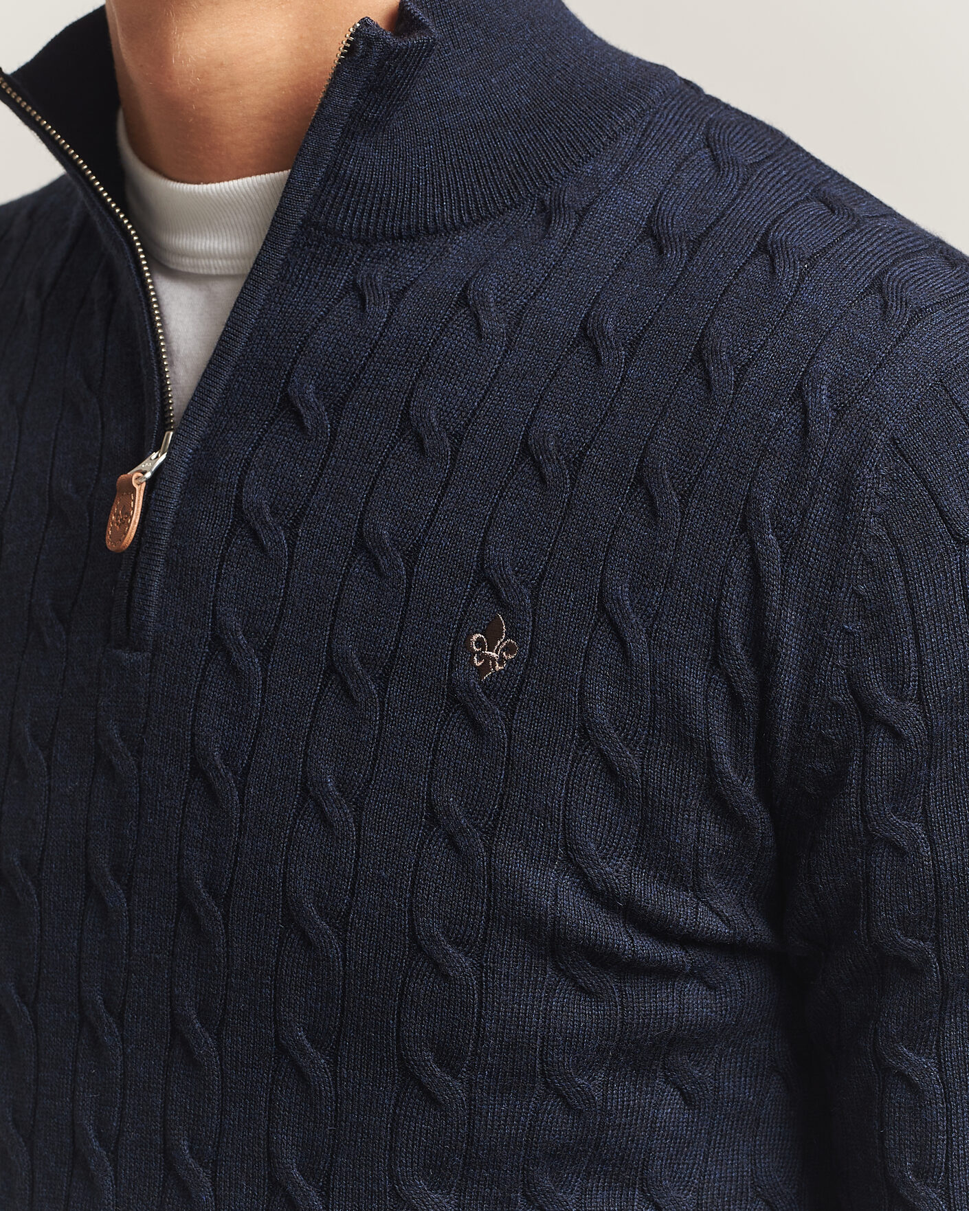 Homme | Pulls Et Tricots | Morris | Merino Cable Half Zip Navy