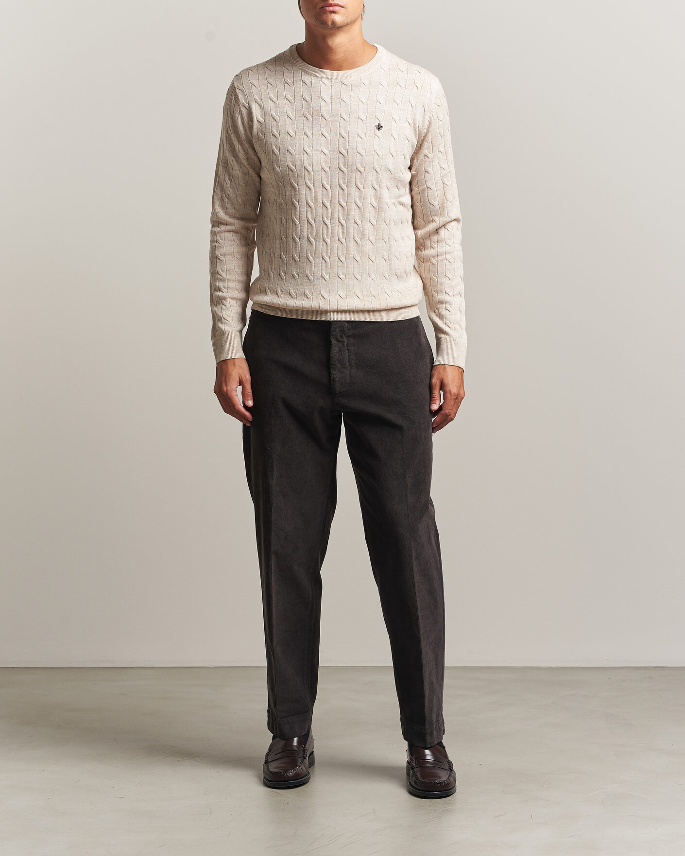Homme | Pulls Et Tricots | Morris | Merino Cable O-Neck Off White