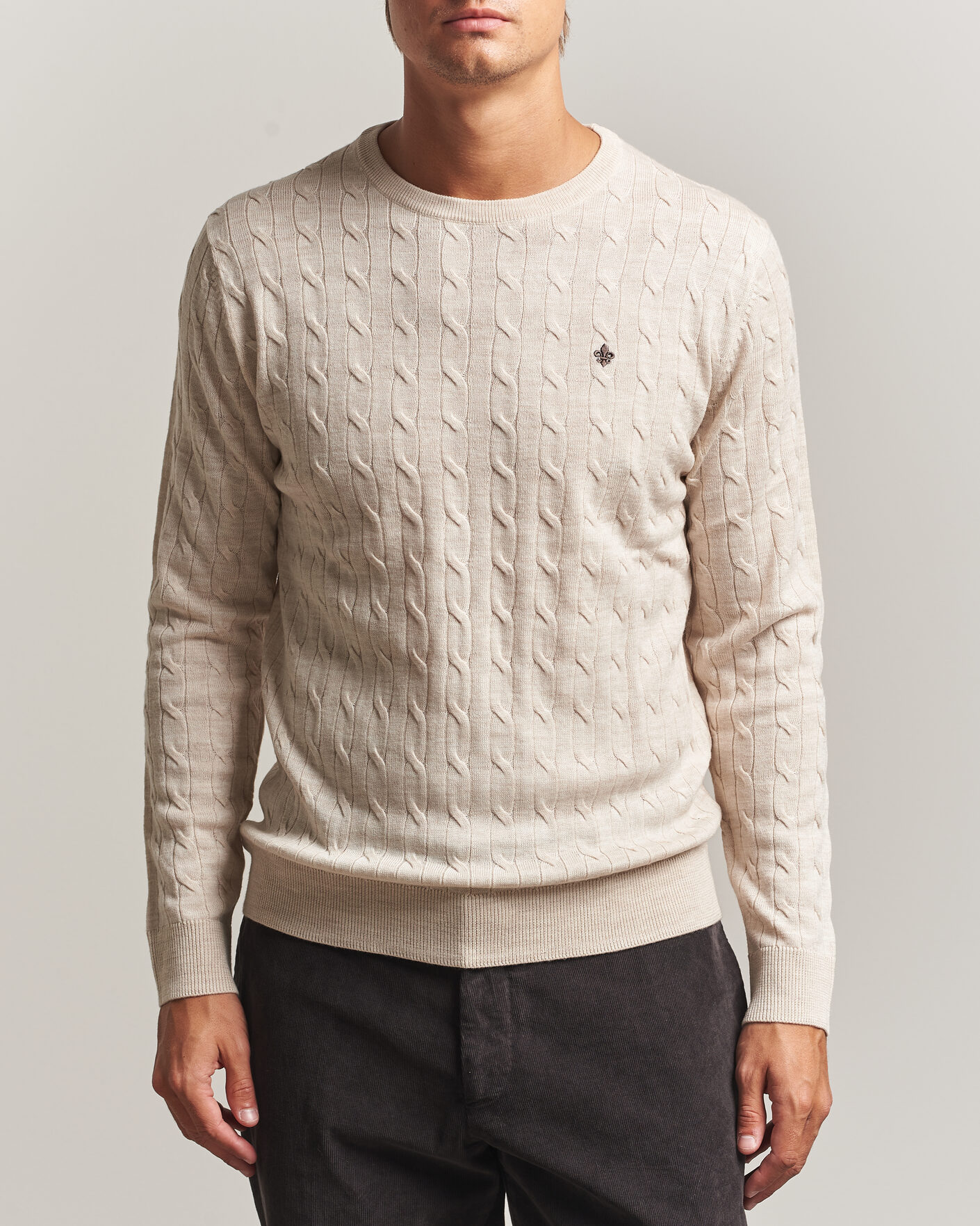 Homme | Pulls Et Tricots | Morris | Merino Cable O-Neck Off White
