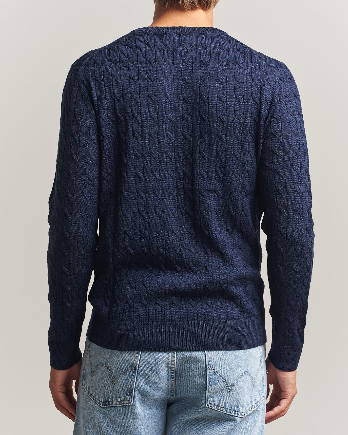 Homme | Pulls Et Tricots | Morris | Merino Cable O-Neck Navy