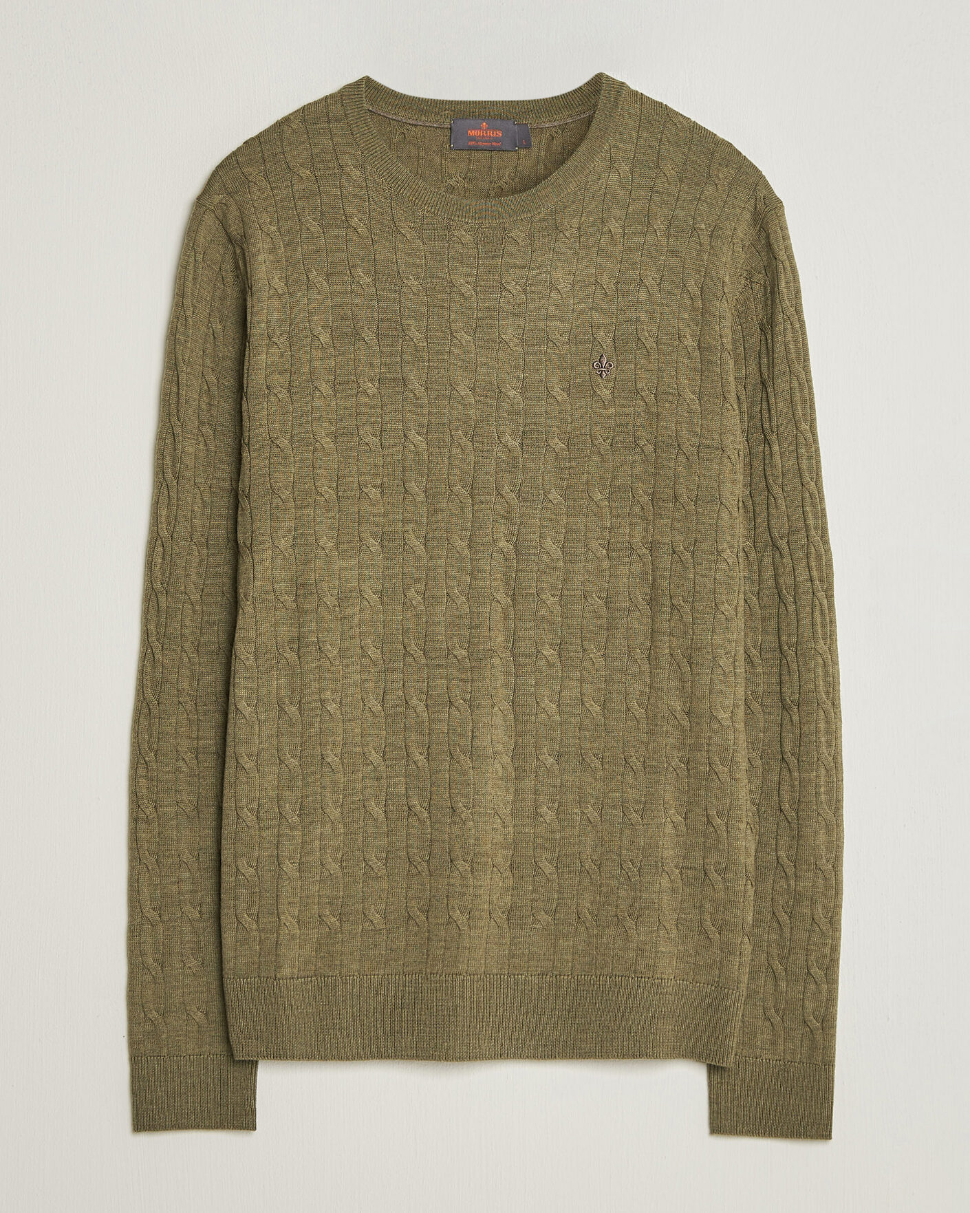 Homme | Pulls Et Tricots | Morris | Merino Cable O-Neck Olive