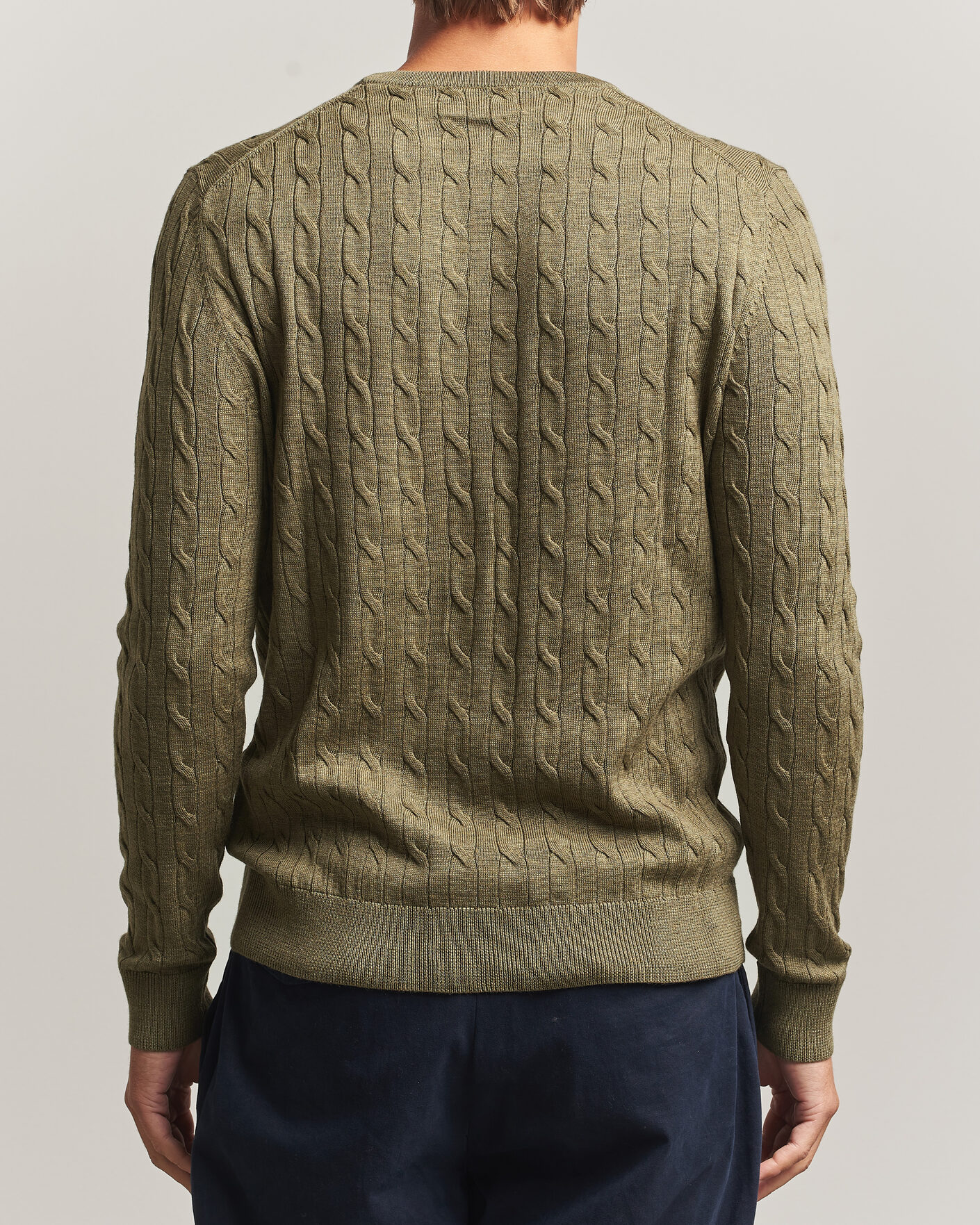 Homme | Pulls Et Tricots | Morris | Merino Cable O-Neck Olive
