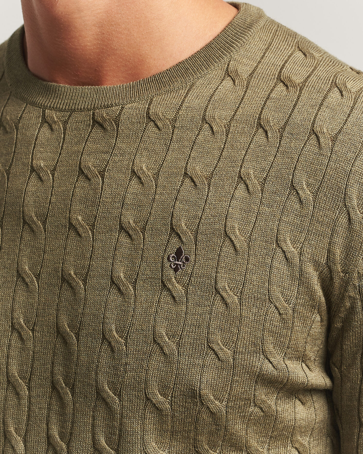 Homme | Pulls Et Tricots | Morris | Merino Cable O-Neck Olive