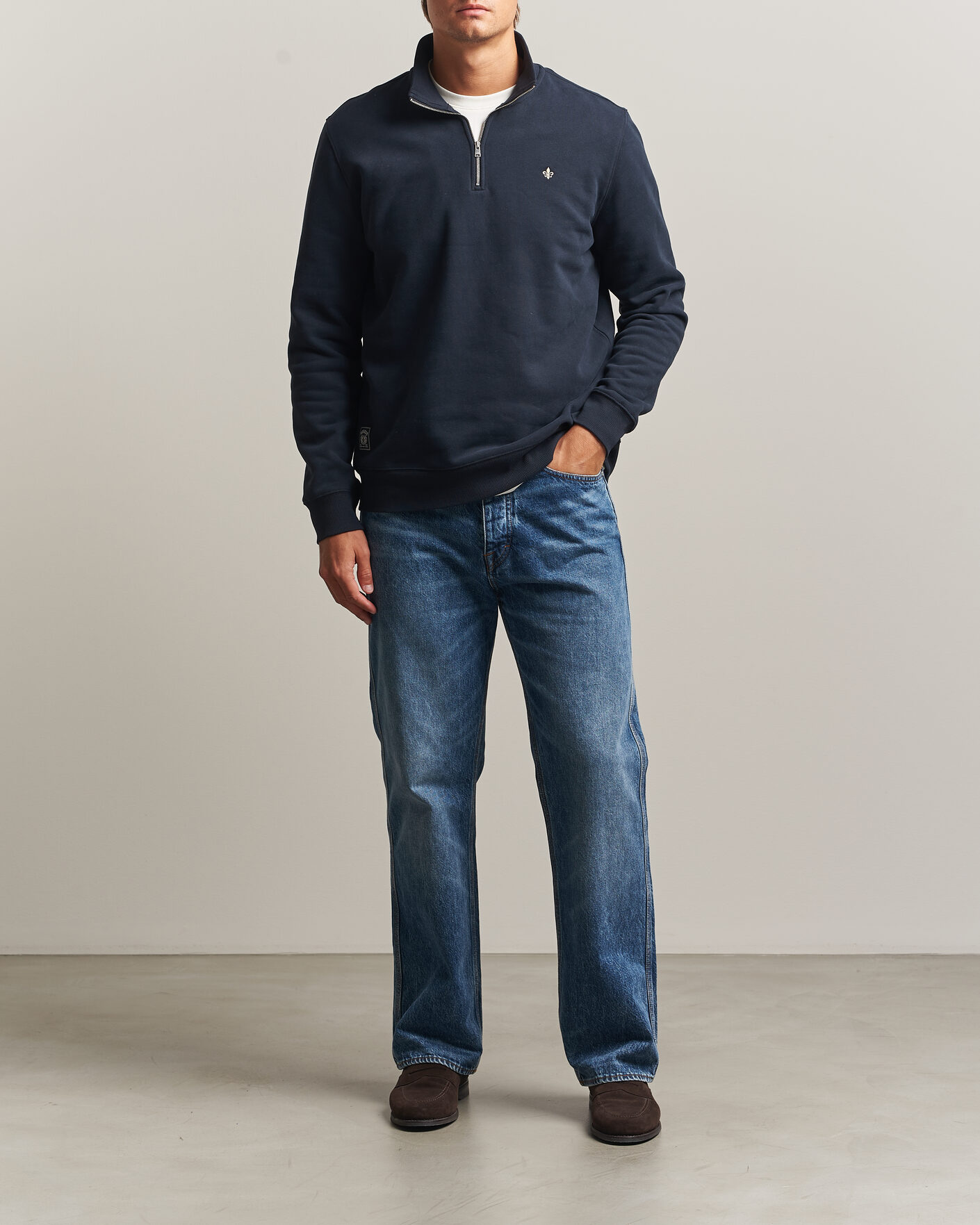 Homme | Pulls Et Tricots | Morris | Brandon Lily Half Zip Old Blue