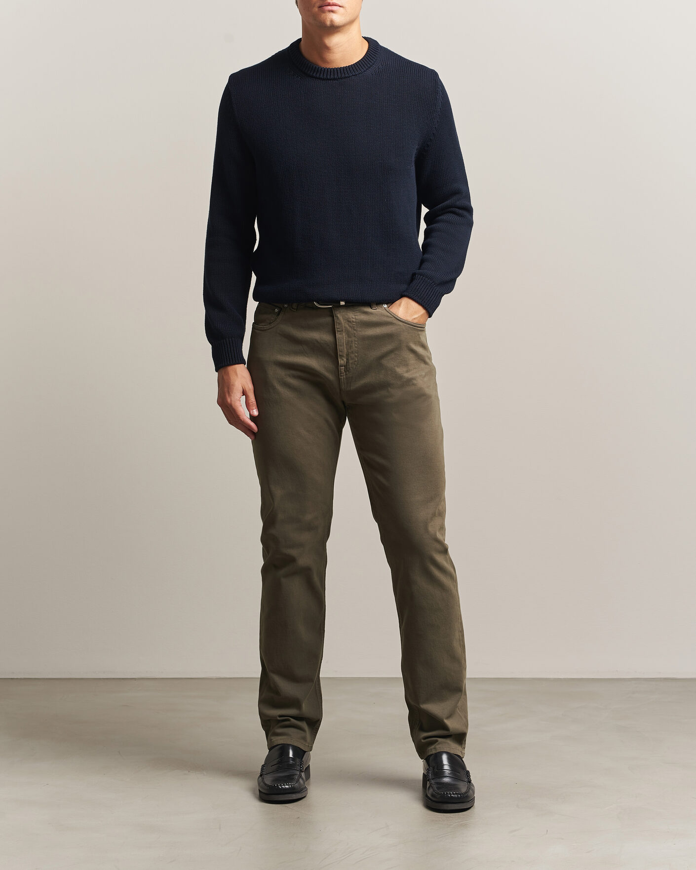 Homme | Pantalons | Morris | James Brushed 5-Pocket Pant Olive