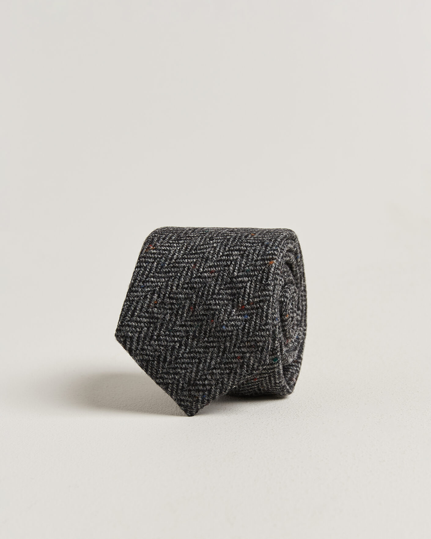 Homme | Cravates | Amanda Christensen | Wool Herringbone 8cm Tie Grey