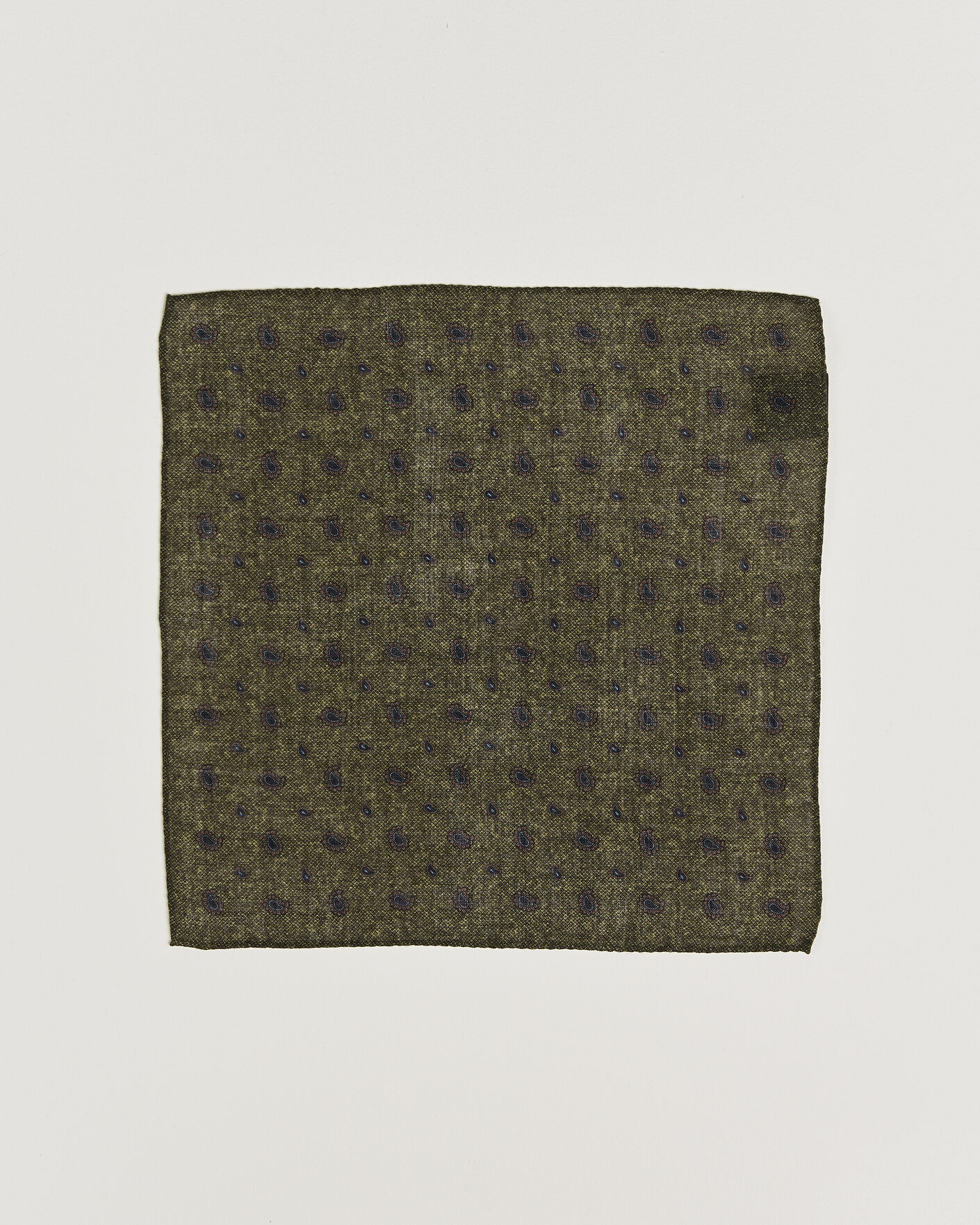 Homme | Pochettes De Costume | Amanda Christensen | Wool Paisley Pocket Square Green