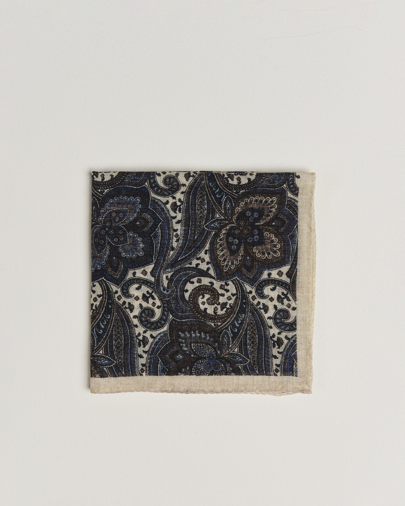 Homme | Pochettes De Costume | Amanda Christensen | Wool Large Paisley Pocket Square Cream