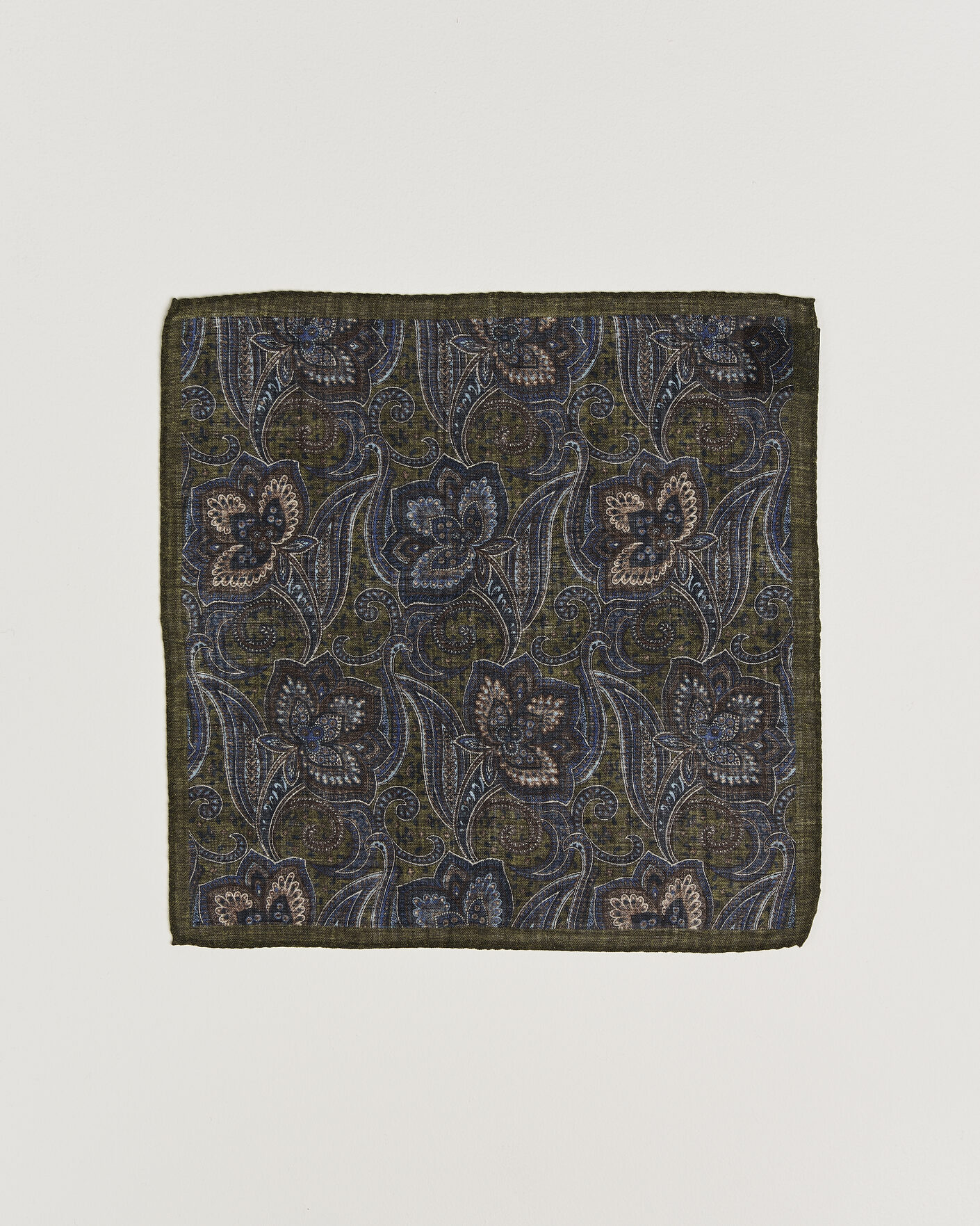 Homme | Pochettes De Costume | Amanda Christensen | Wool Large Paisley Pocket Square Green