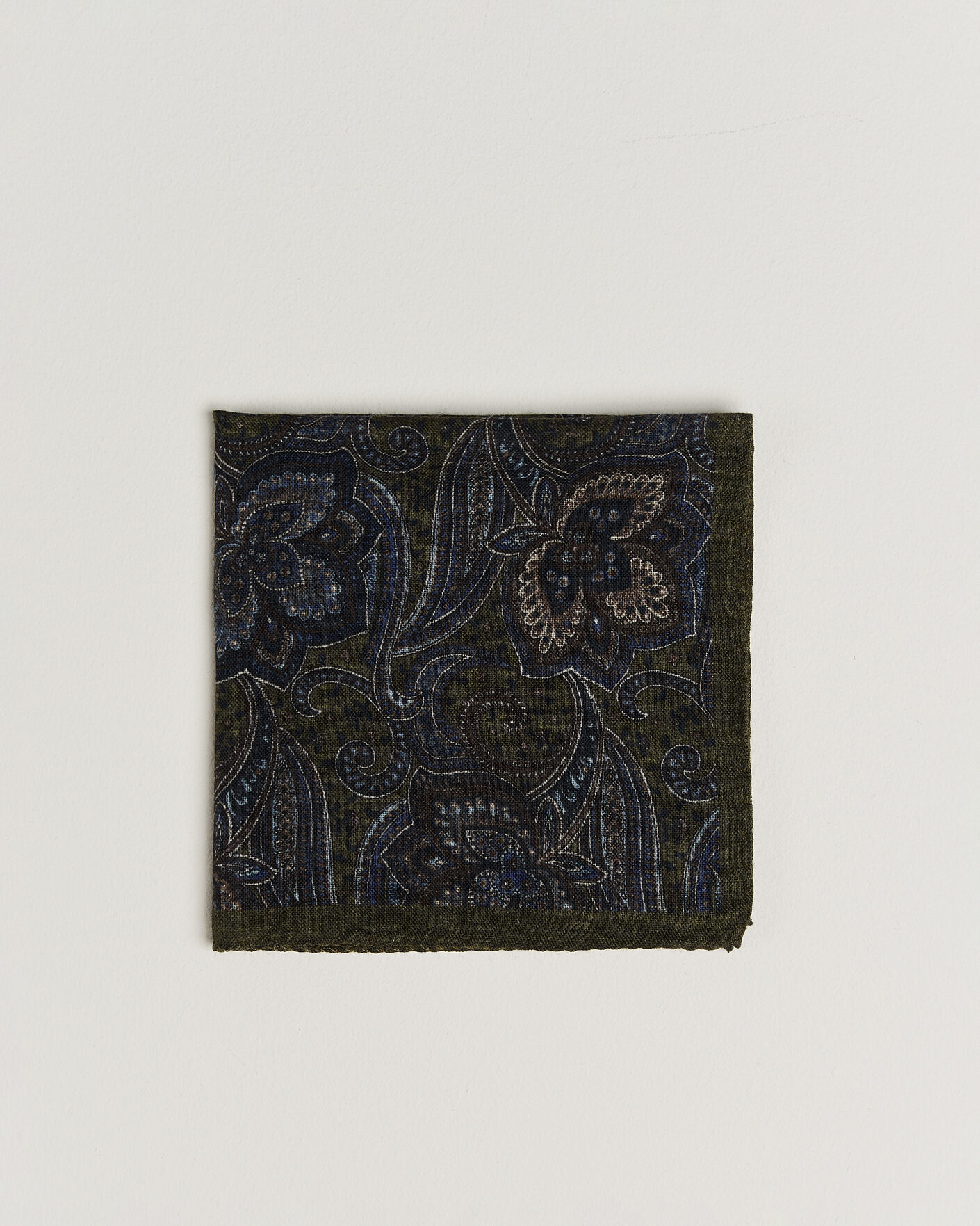 Homme | Pochettes De Costume | Amanda Christensen | Wool Large Paisley Pocket Square Green