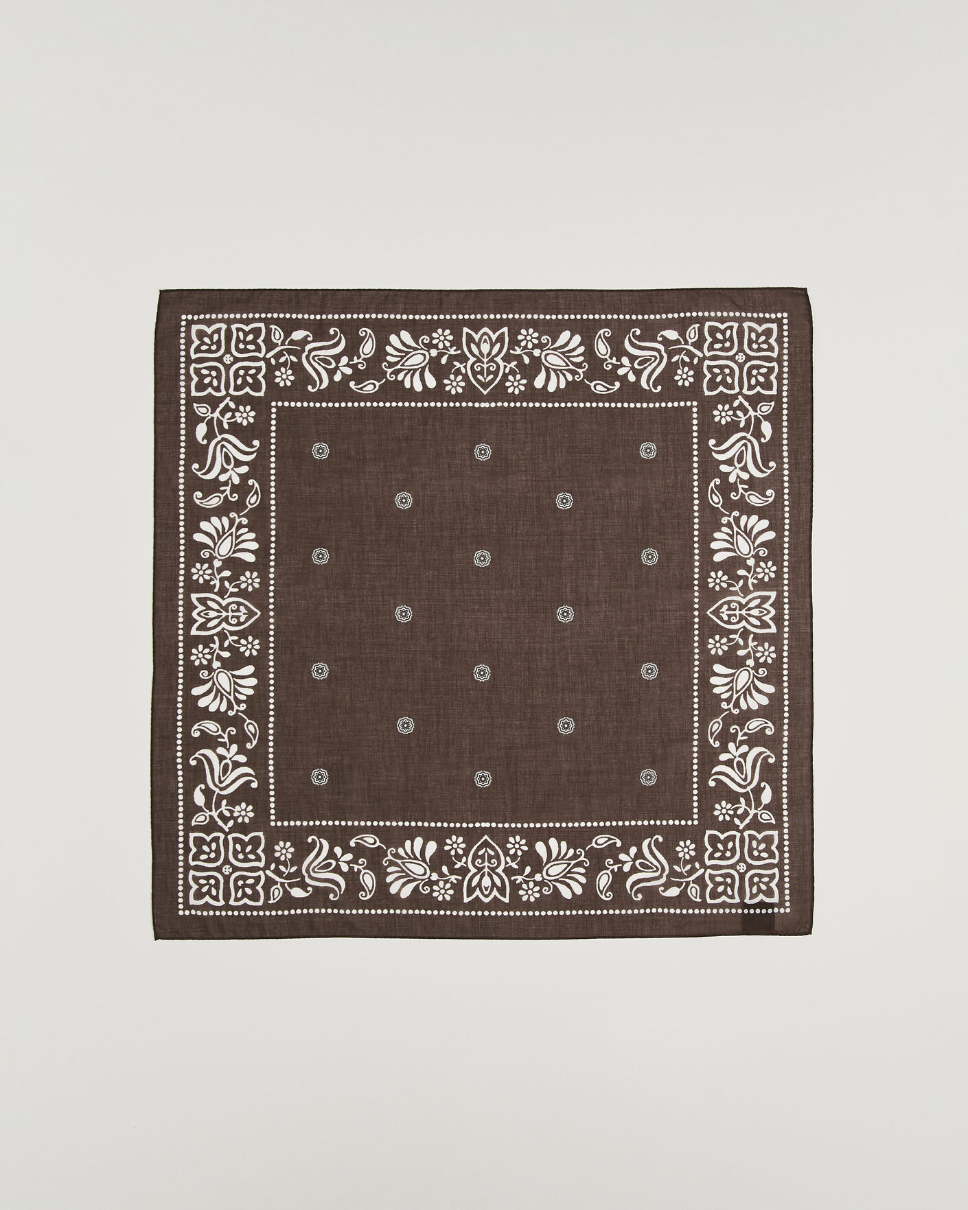 Homme | Écharpes | Amanda Christensen | Cotton Voile Printed Flower Bandana Brown