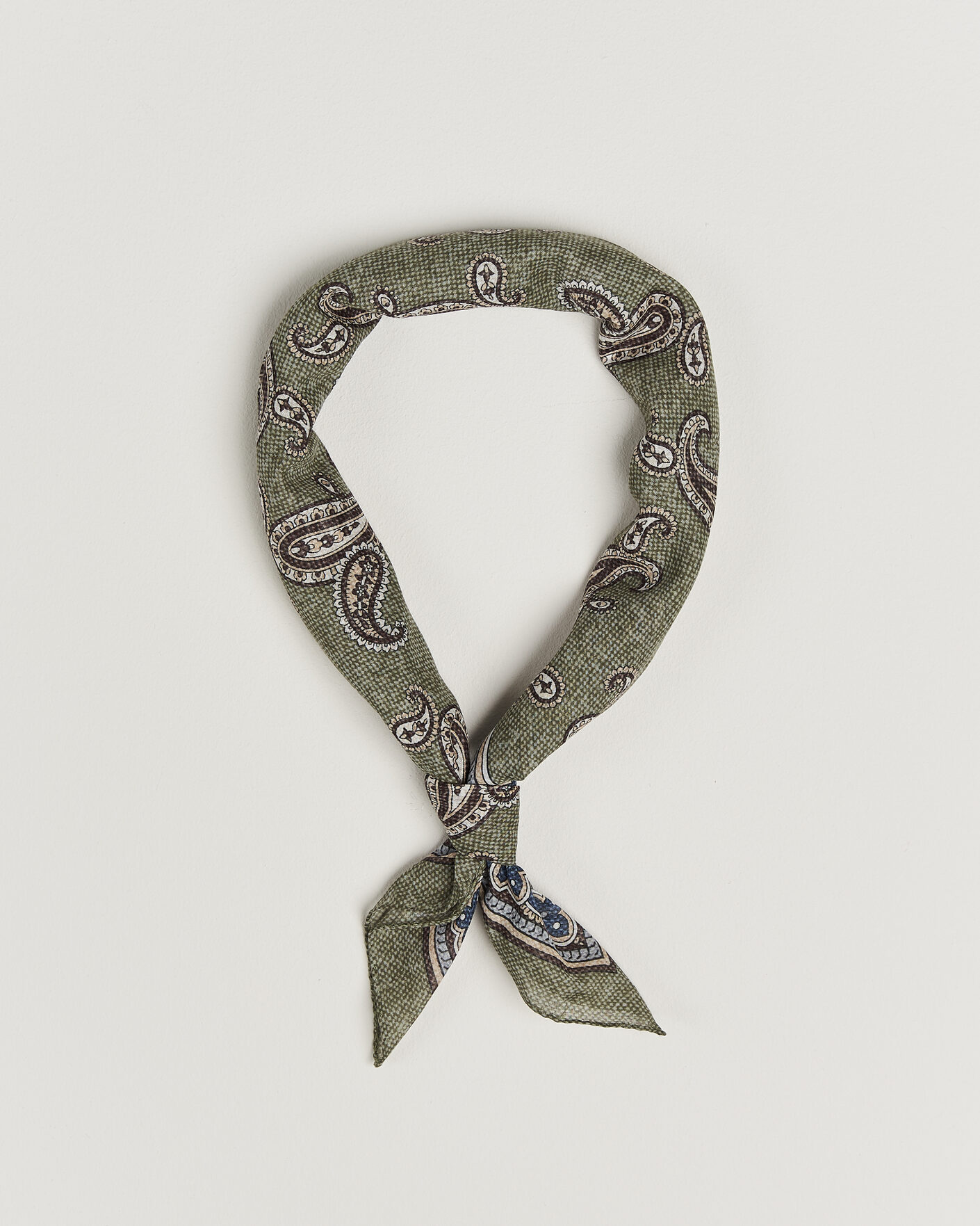 Homme | Écharpes | Amanda Christensen | Cotton Voile Printed Paisley Bandana Green