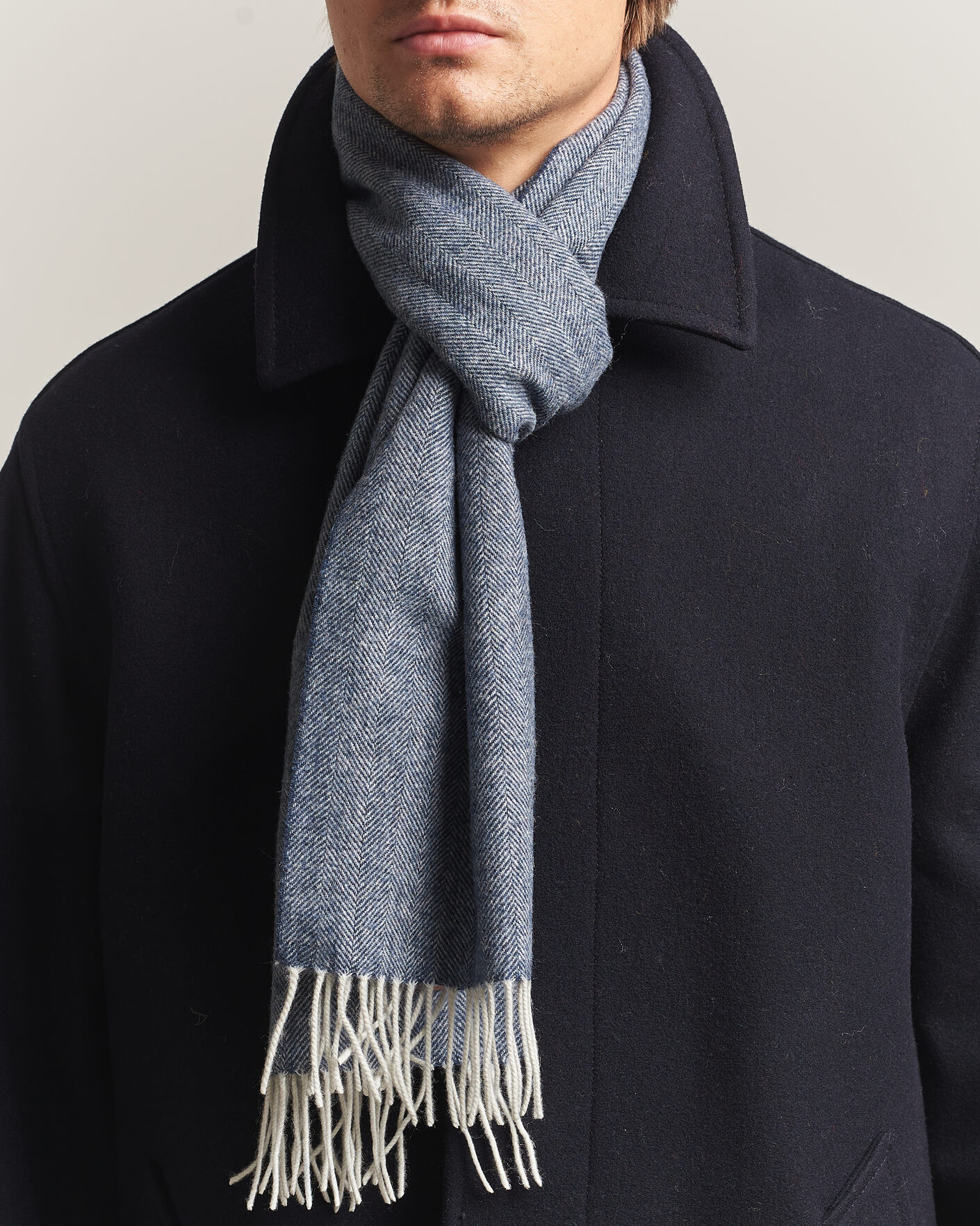 Homme | Écharpes | Amanda Christensen | Wool Herringbone Scarf Navy