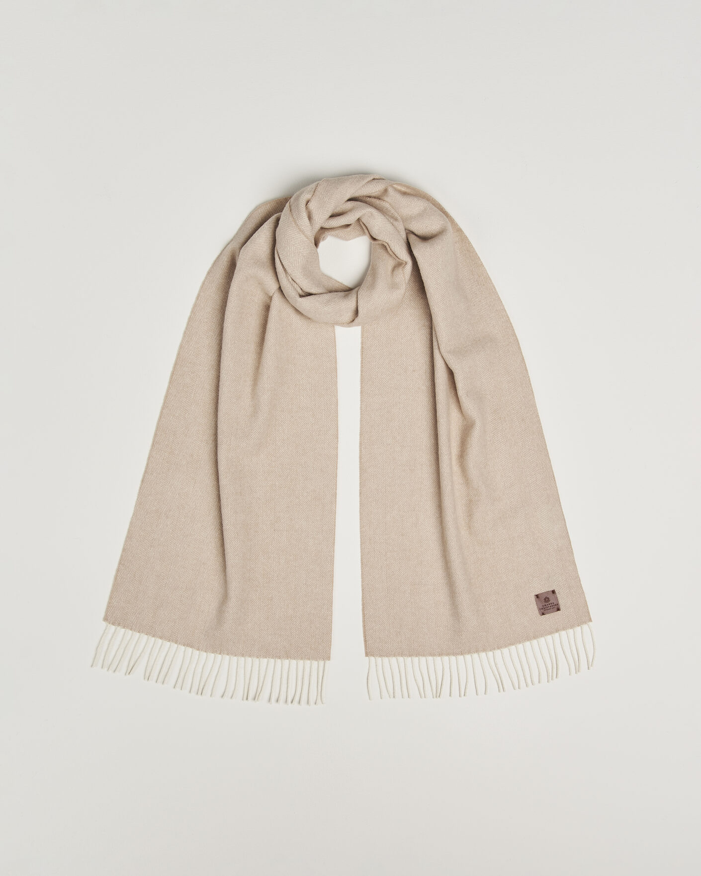 Homme | Écharpes | Amanda Christensen | Wool Herringbone Scarf Beige