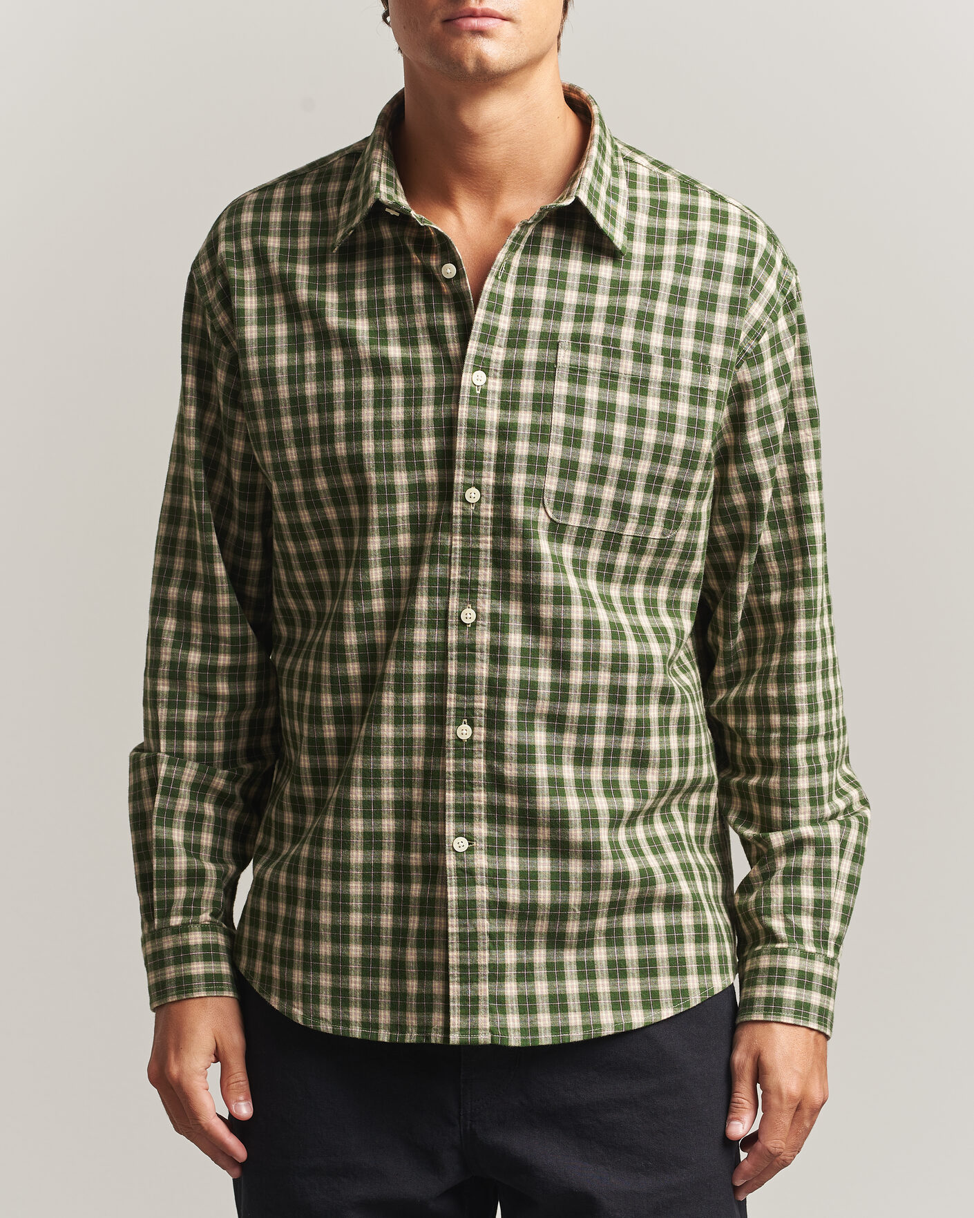 Homme | Chemises | NN07 | Deon Flannel Shirt Eden Green Check