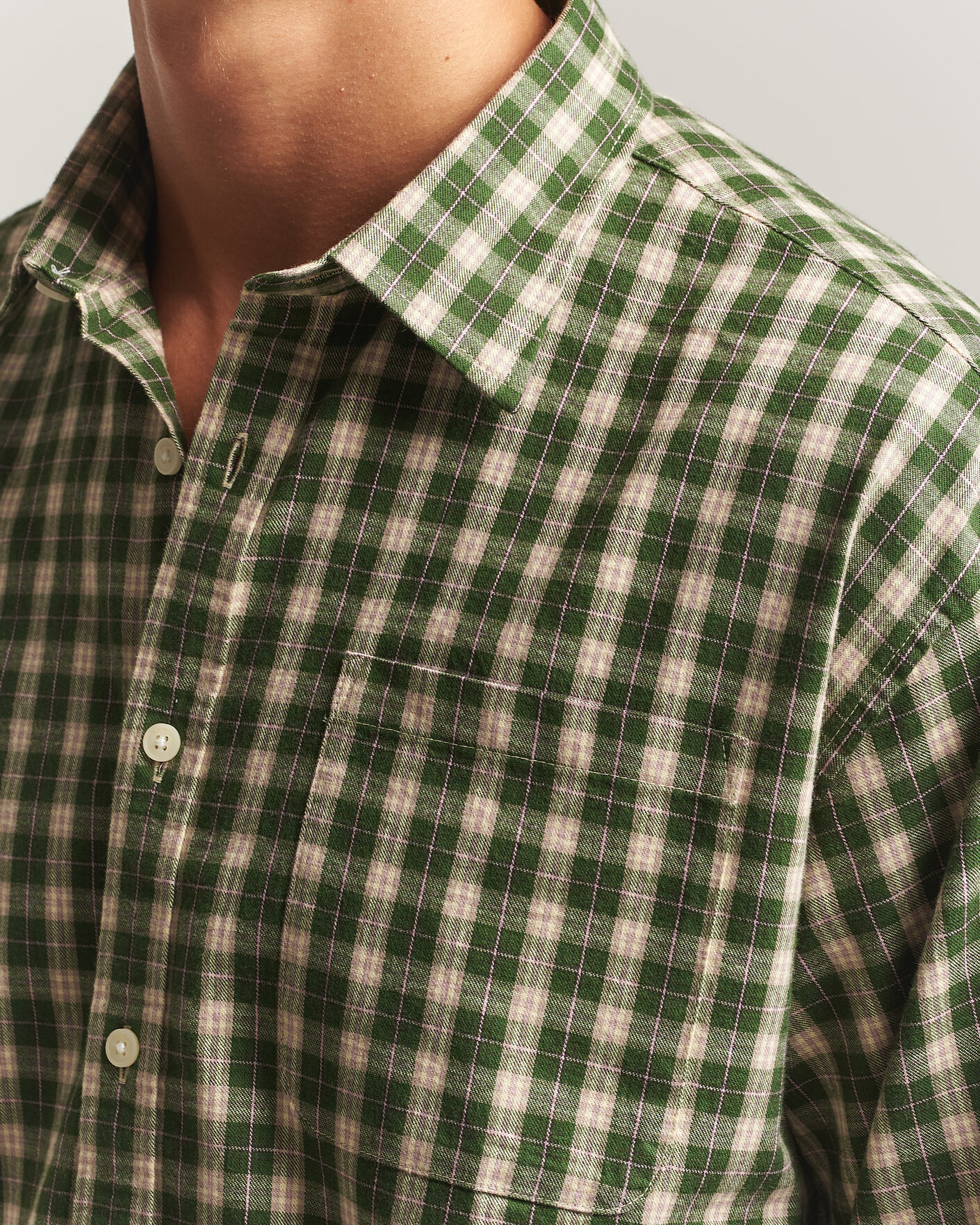 Homme | Chemises | NN07 | Deon Flannel Shirt Eden Green Check