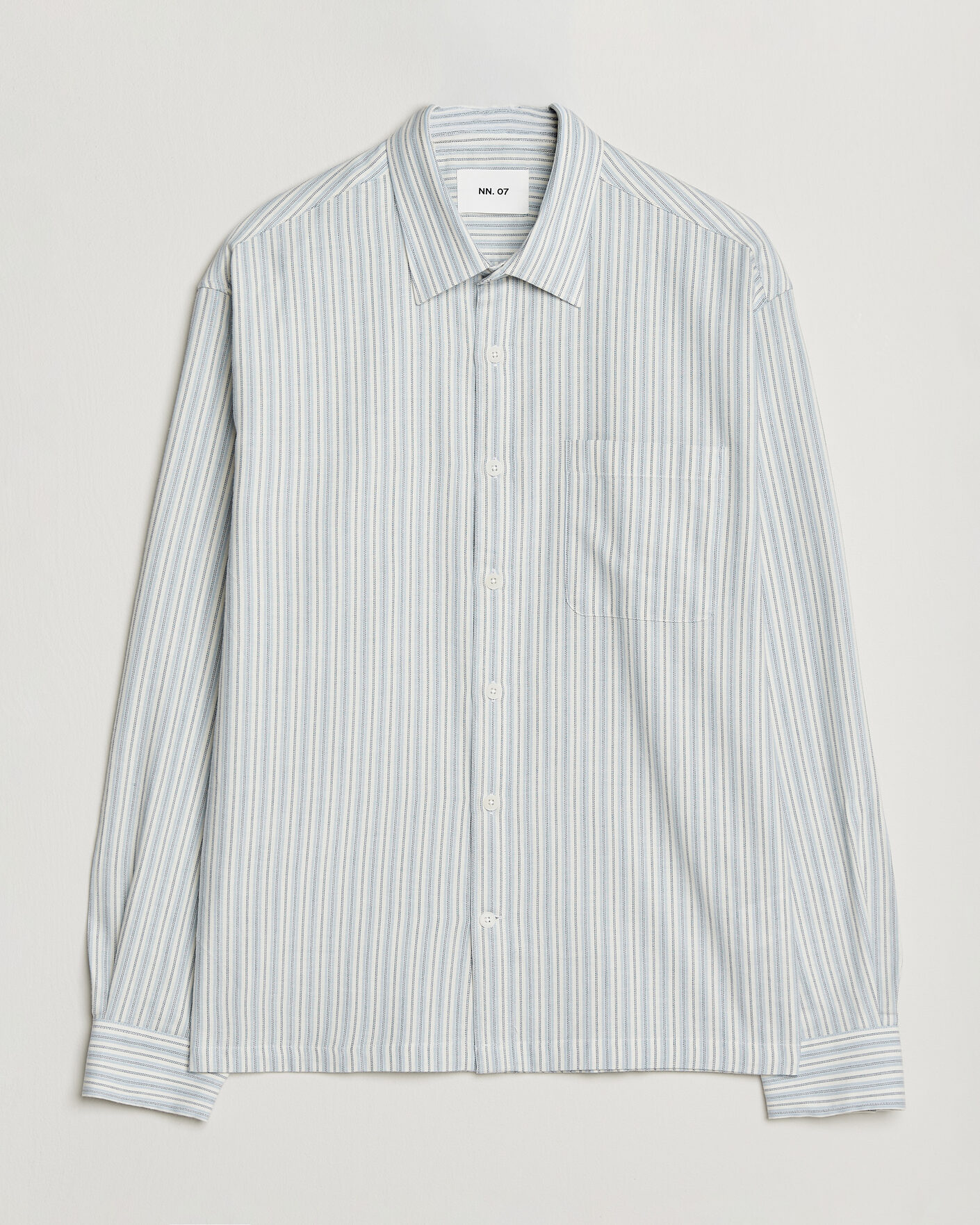 Homme | Chemises | NN07 | Deon Brushed Cotton Striped Shirt Blue