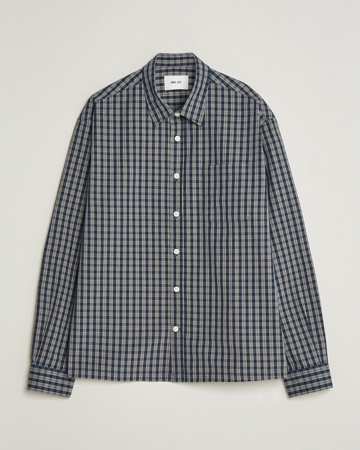 Homme | Chemises | NN07 | Deon Brushed Cotton Checked Shirt Navy Blue