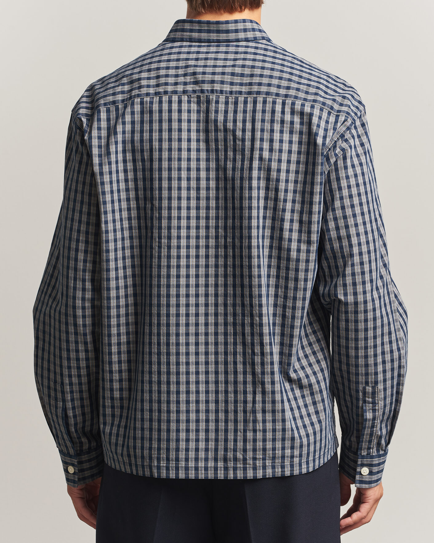 Homme | Chemises | NN07 | Deon Brushed Cotton Checked Shirt Navy Blue