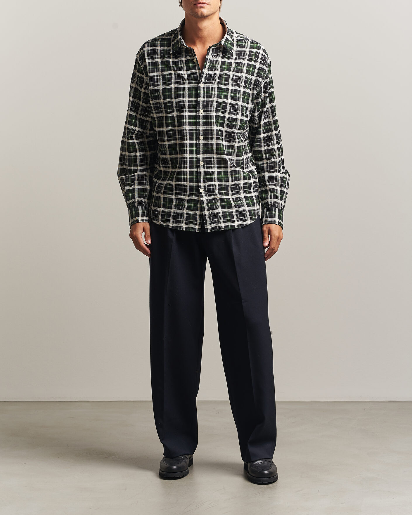 Homme | Chemises | NN07 | Deon Cotton Checked Shirt Fern Green