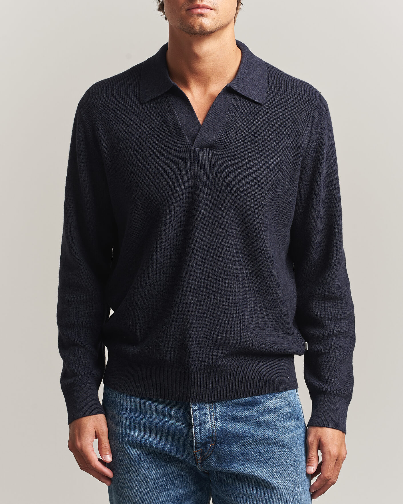 Homme | Pulls Et Tricots | NN07 | Hope Cotton/Cashmere Rib Knitted Polo Navy
