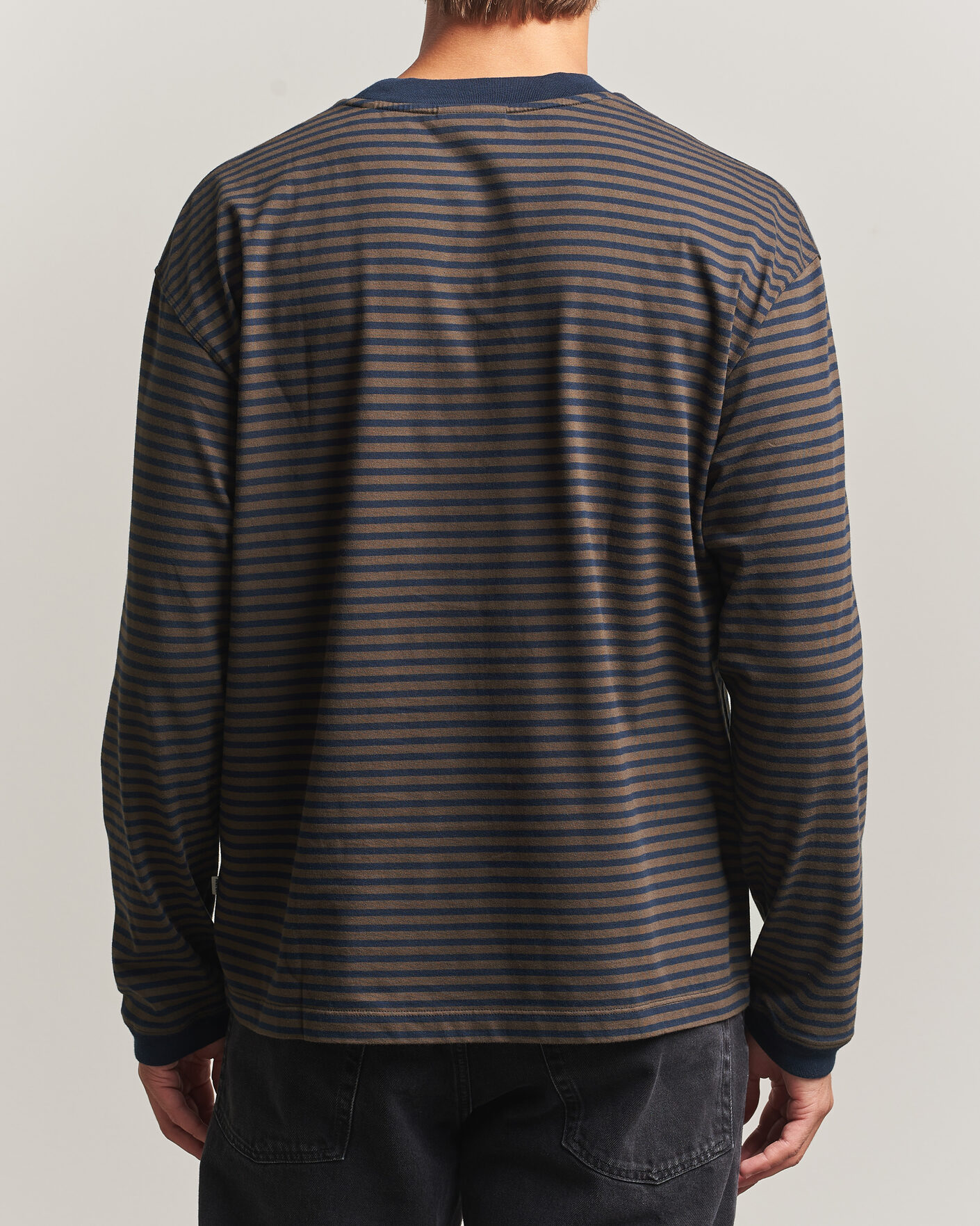 Homme | T-shirts | NN07 | Lionel Striped Long Sleeve T-Shirt Navy/Brown