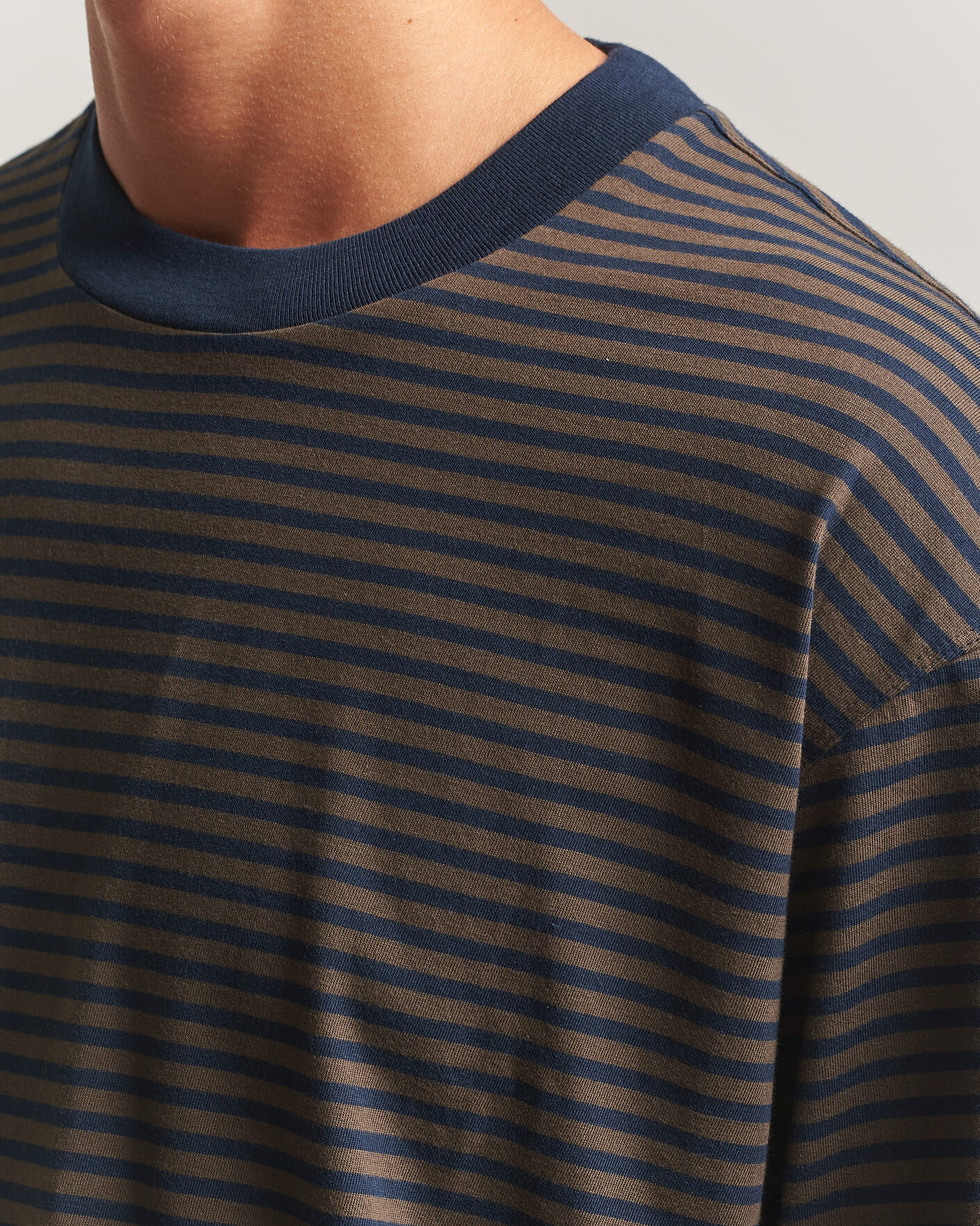 Homme | T-shirts | NN07 | Lionel Striped Long Sleeve T-Shirt Navy/Brown