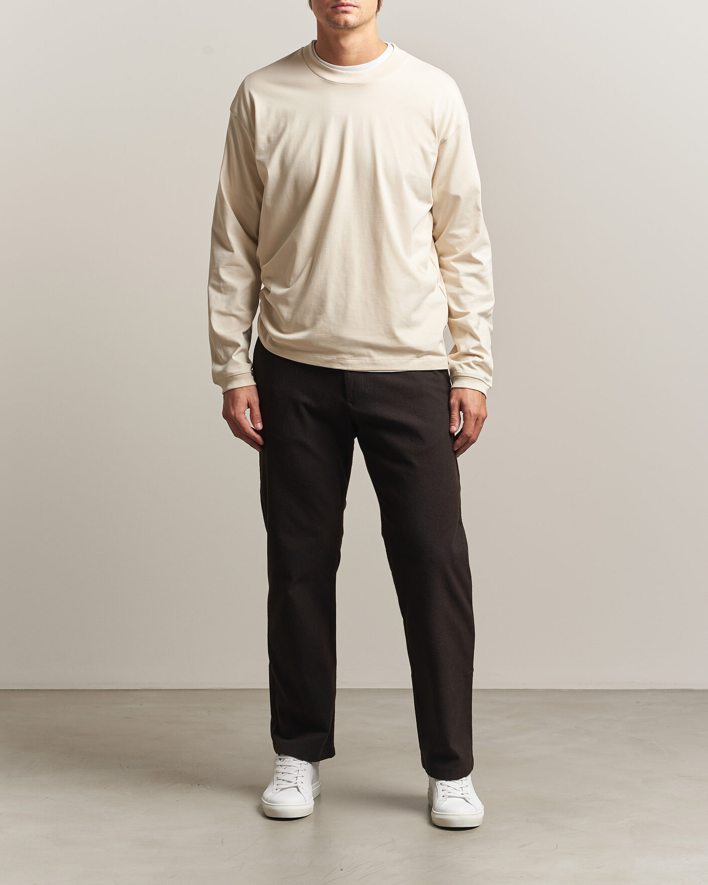 Homme | T-shirts | NN07 | Lionel Suvin Cotton Long Sleeve T-Shirt Ivory