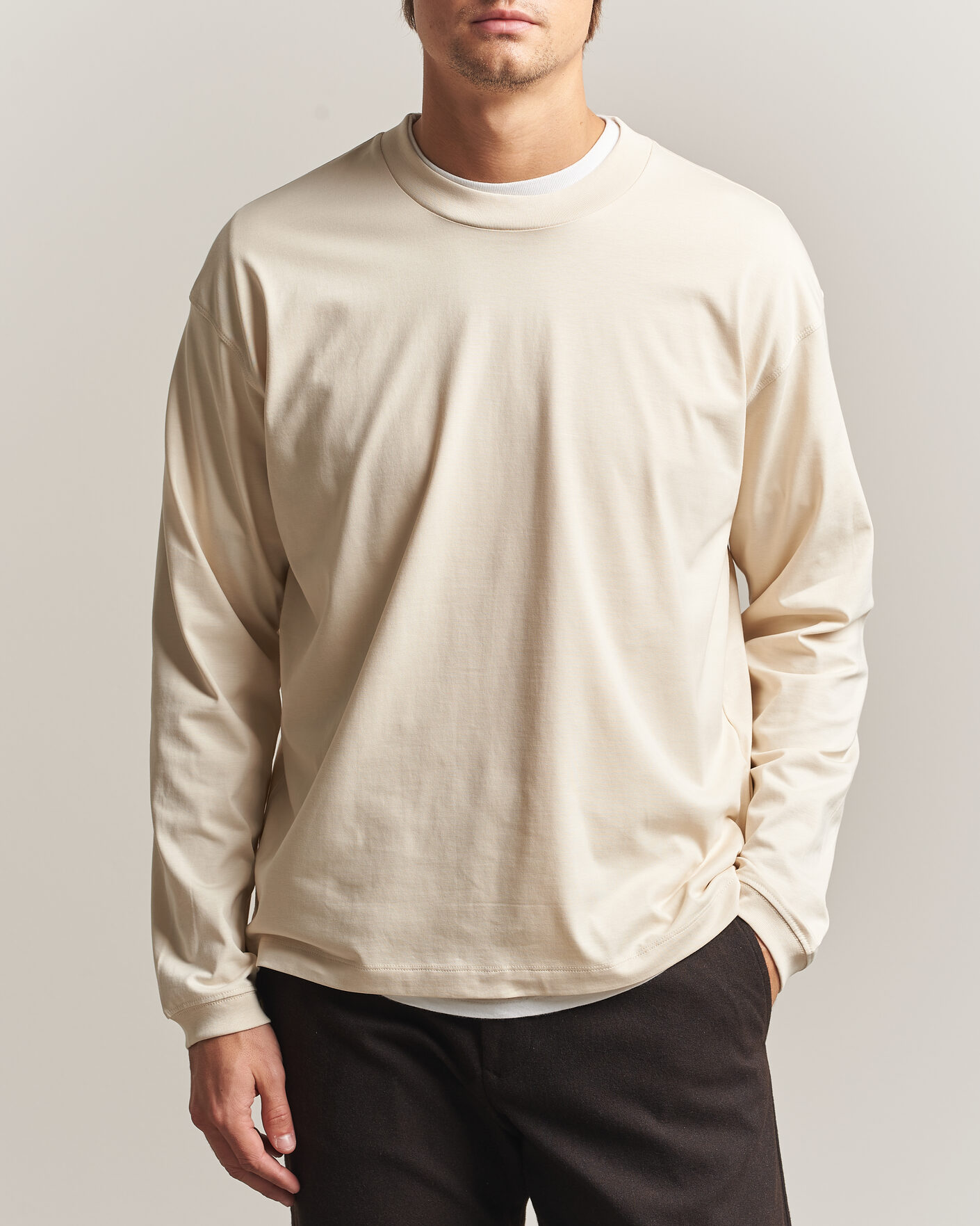 Homme | T-shirts | NN07 | Lionel Suvin Cotton Long Sleeve T-Shirt Ivory