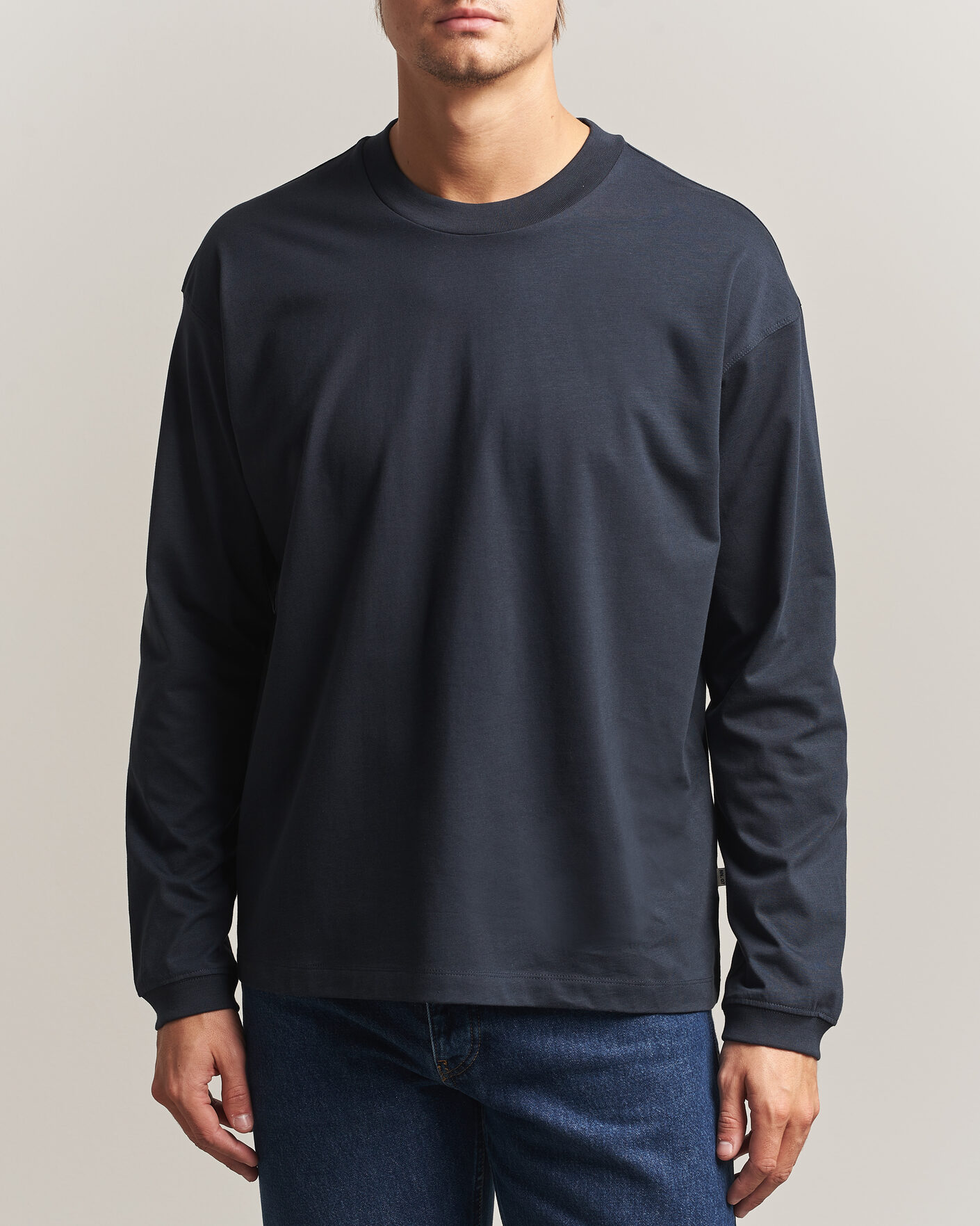 Homme | T-shirts | NN07 | Lionel Suvin Cotton Long Sleeve T-Shirt Deep Navy