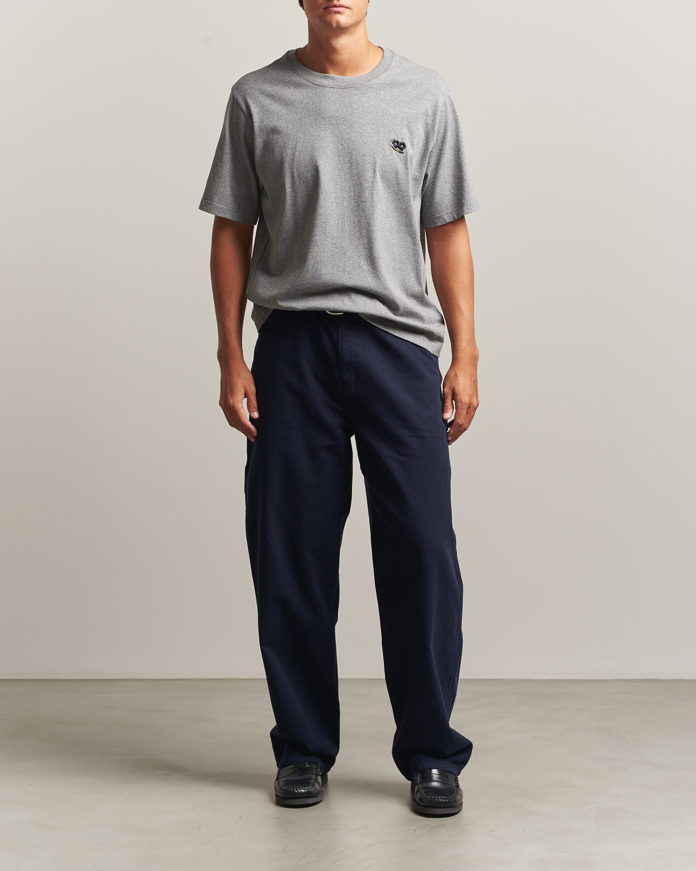 Homme | T-shirts | NN07 | Jett Embroidered Crew Neck T-Shirt Grey Melange