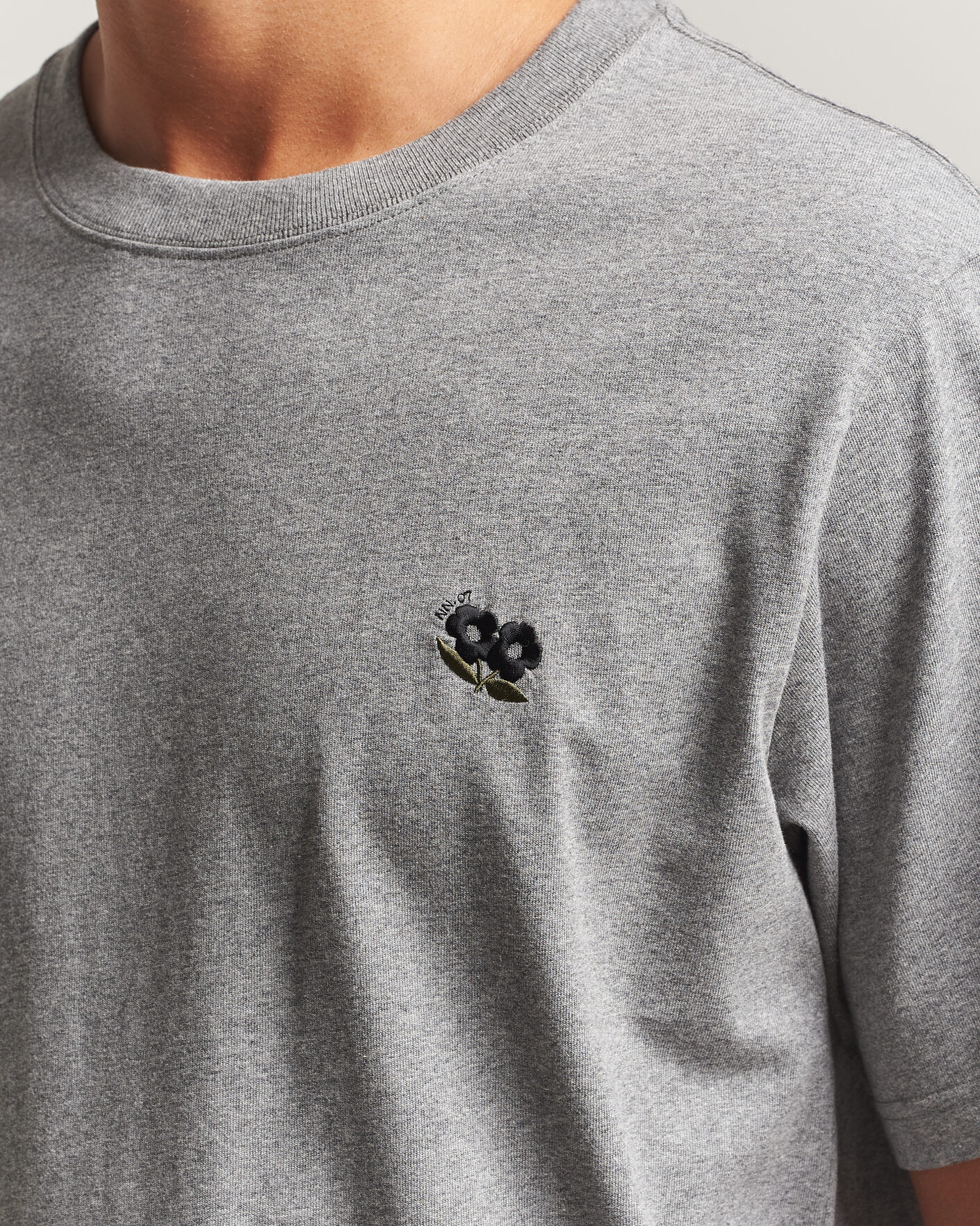 Homme | T-shirts | NN07 | Jett Embroidered Crew Neck T-Shirt Grey Melange
