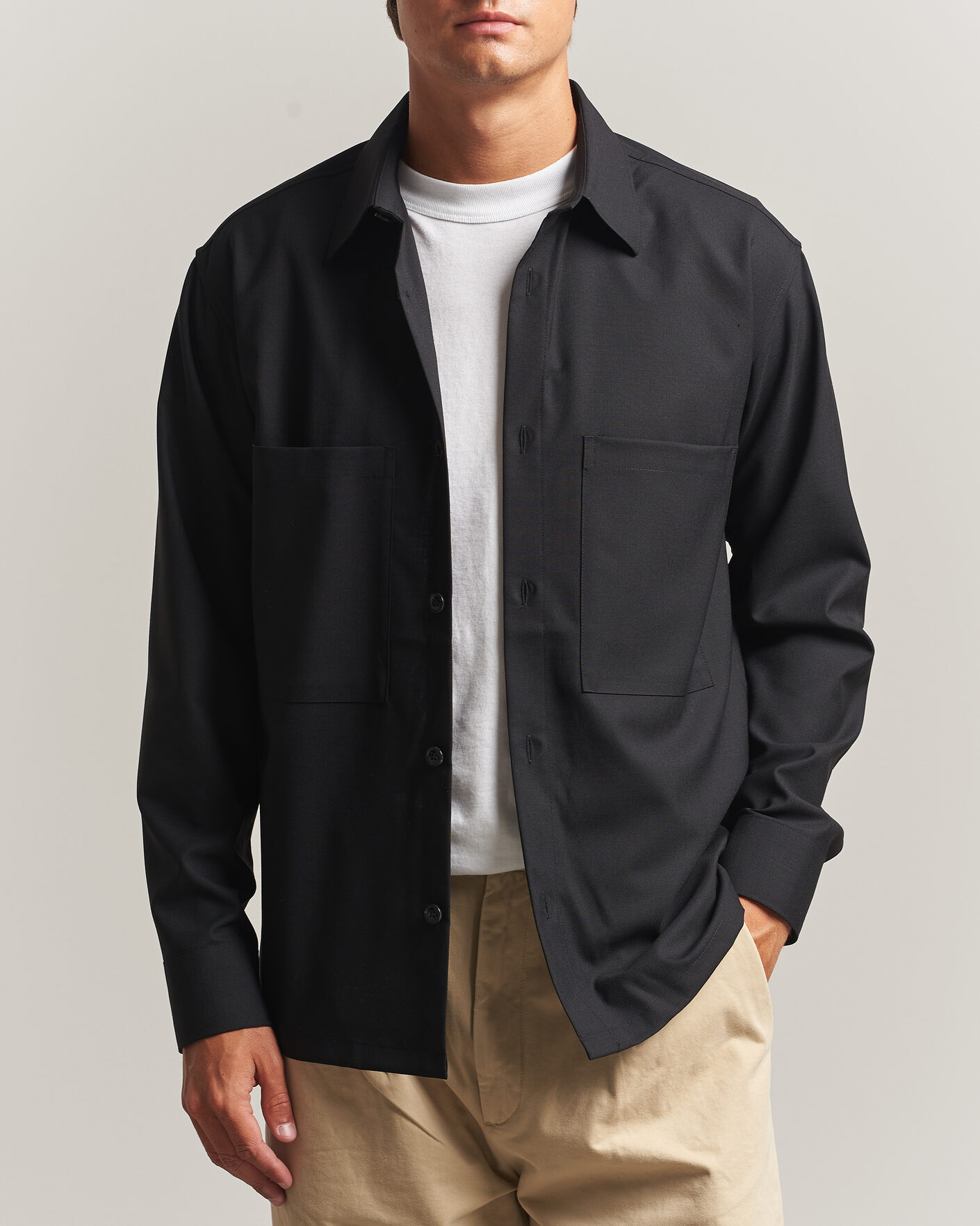 Homme | Chemises | NN07 | Freddy Wool Overshirt Black