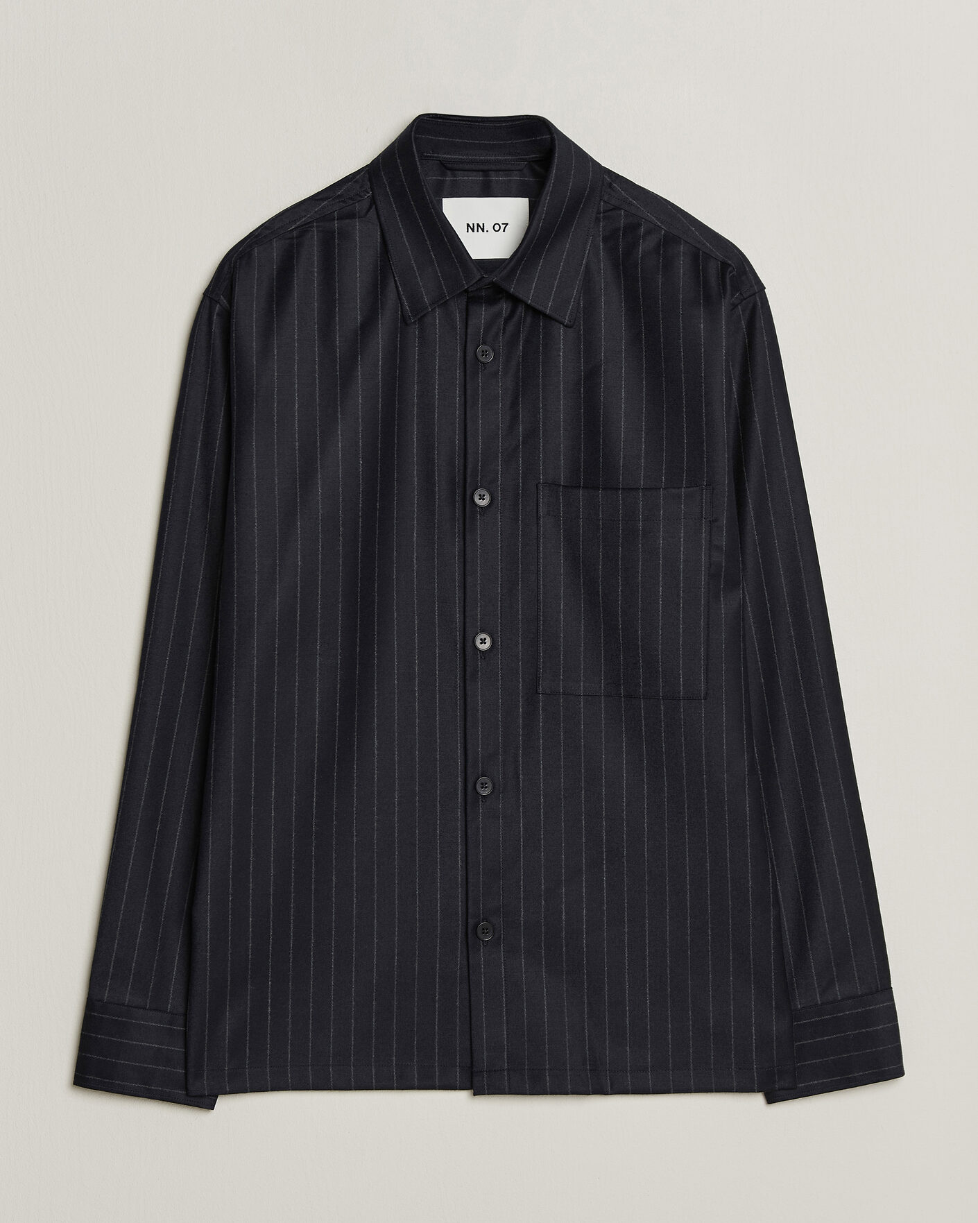 Homme | Chemises | NN07 | Freddy Wool Pinstriped Overshirt Navy