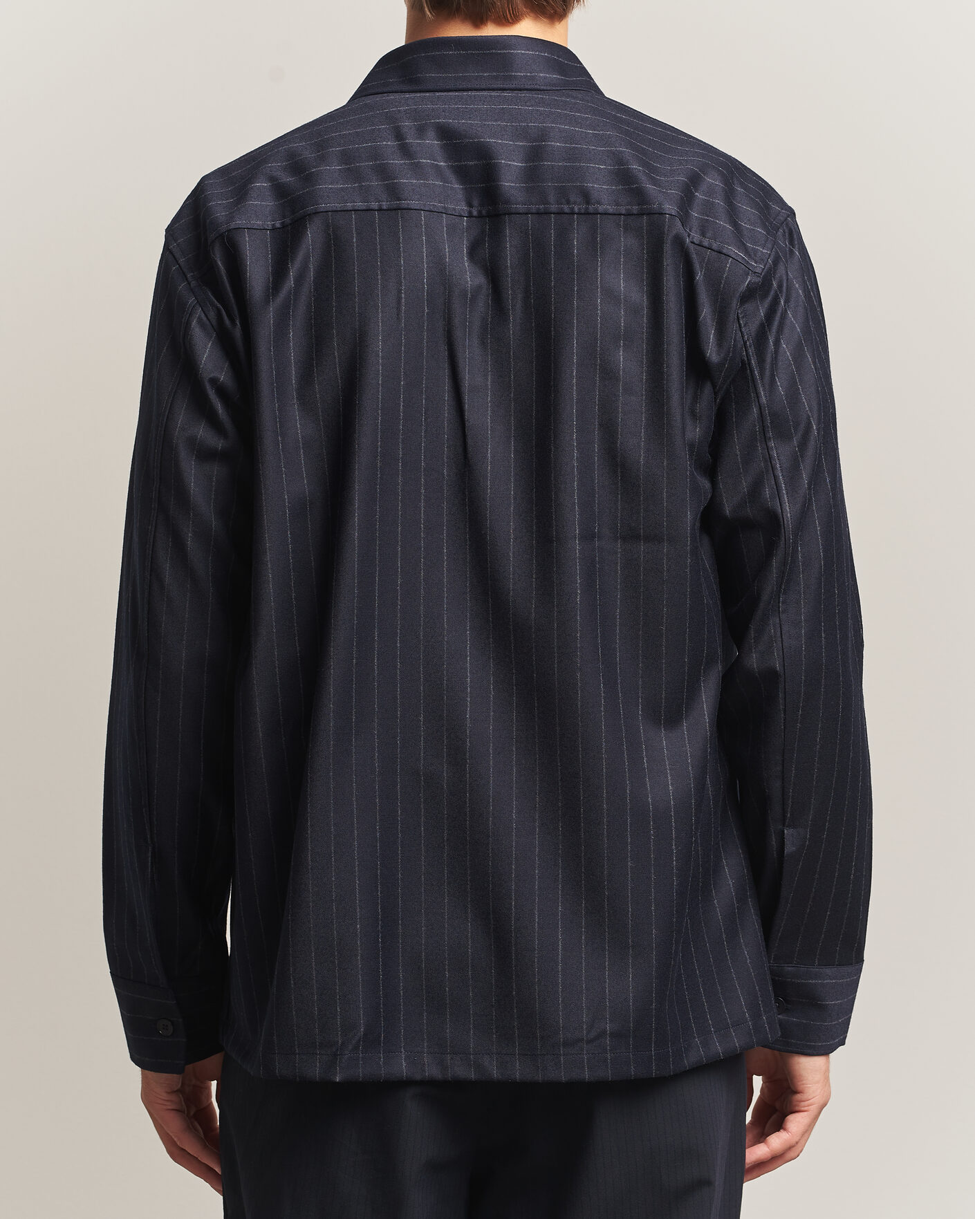 Homme | Chemises | NN07 | Freddy Wool Pinstriped Overshirt Navy