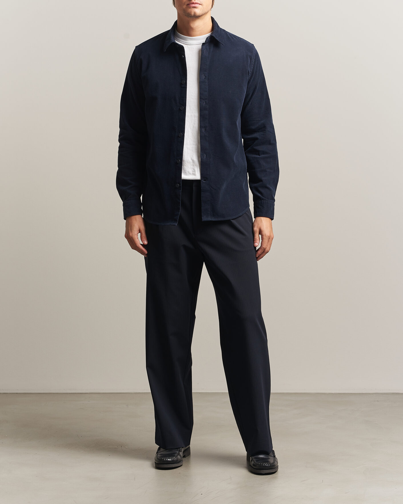 Homme | Chemises | NN07 | Asher Baby Cord Shirt Navy Blue