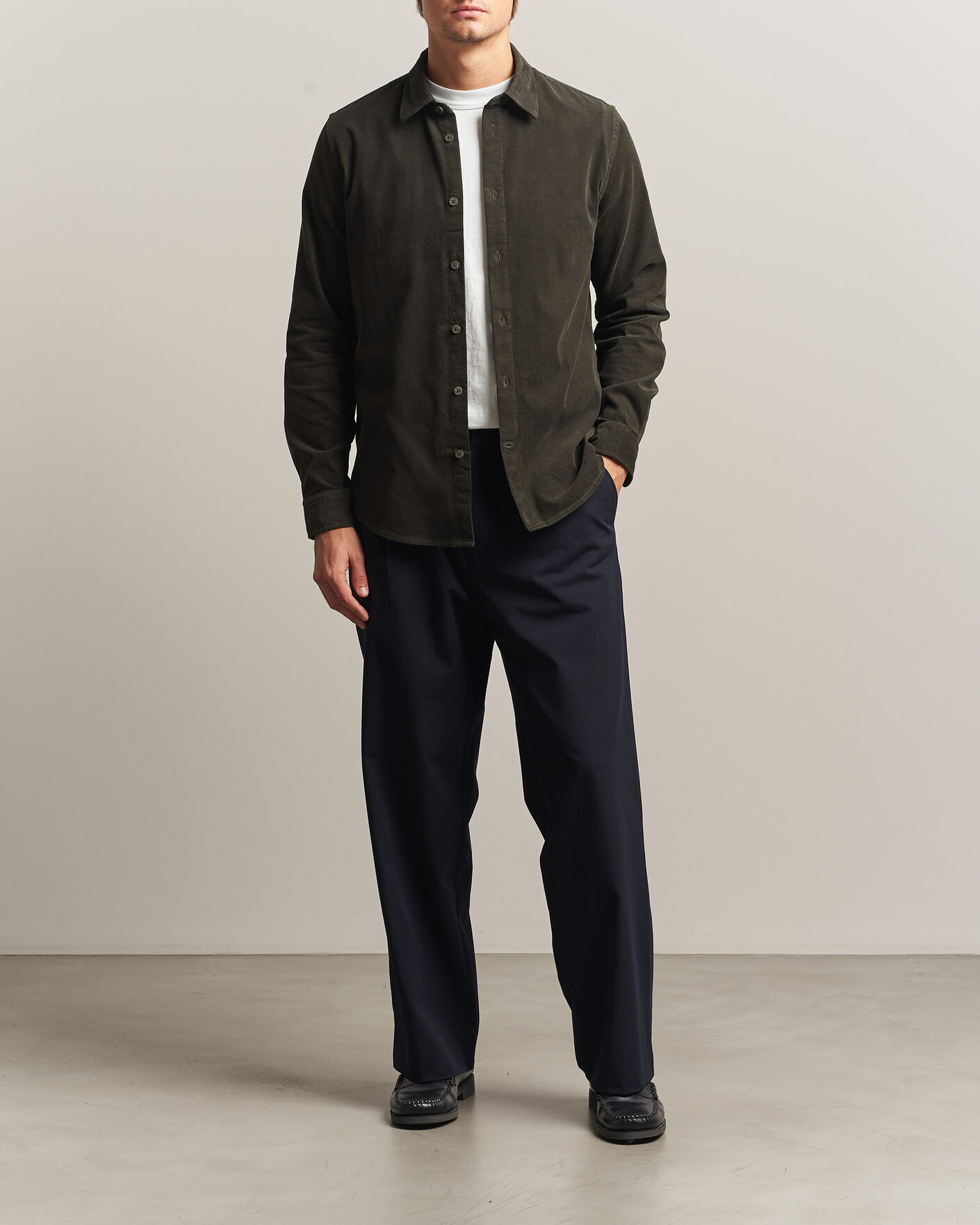 Homme | Chemises | NN07 | Asher Baby Cord Shirt Capers Green