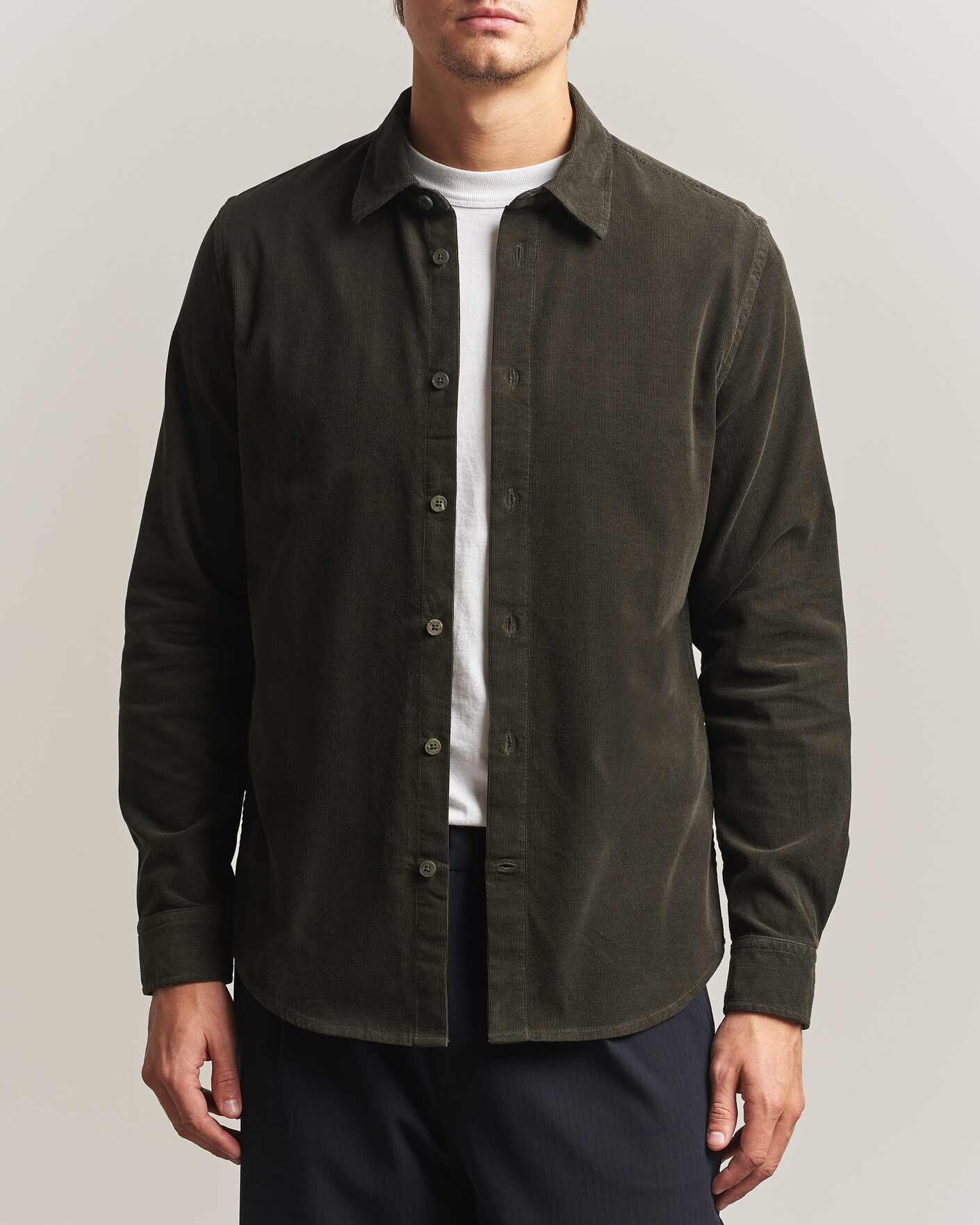 Homme | Chemises | NN07 | Asher Baby Cord Shirt Capers Green