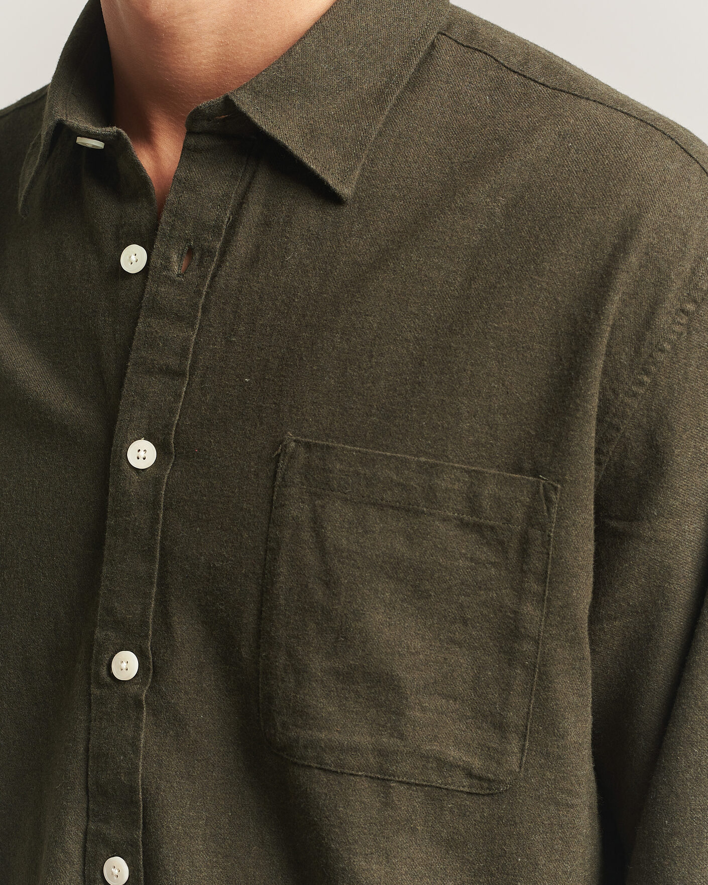 Homme | Chemises | NN07 | Dino Brushed Flannel Shirt Dark Army