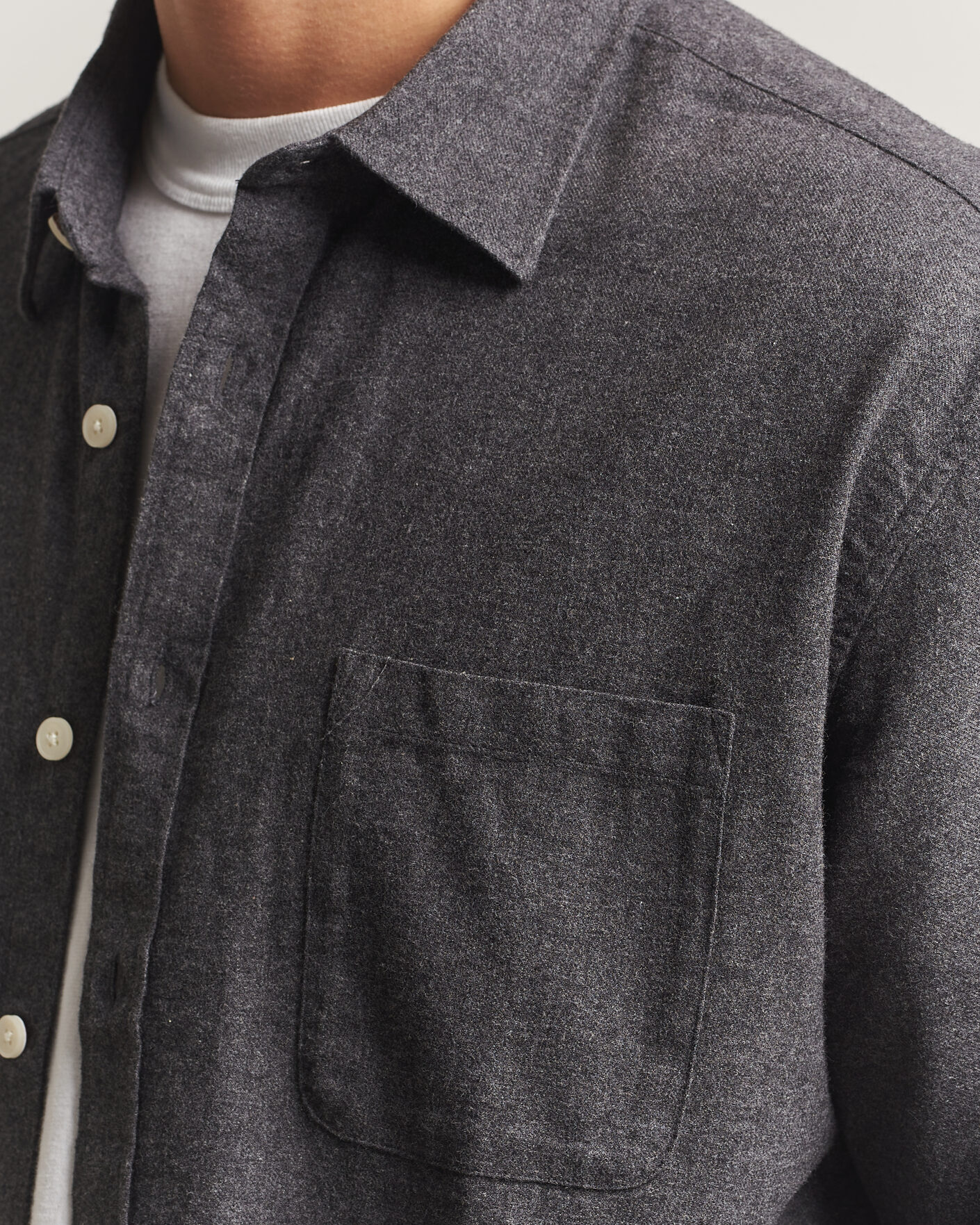 Homme | Chemises | NN07 | Dino Brushed Flannel Shirt Dark Grey